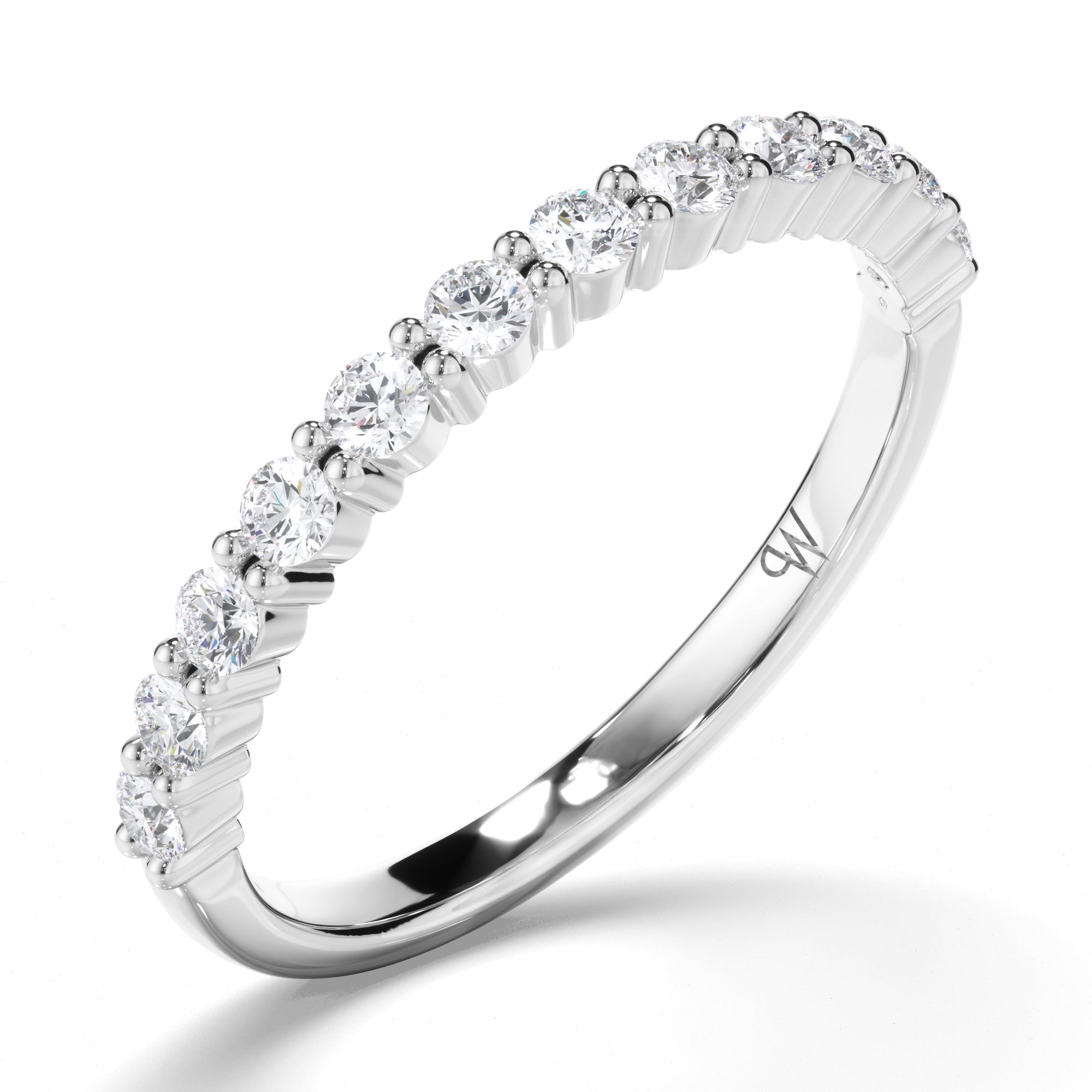 Round Brilliant Cut Claw Set Diamond Wedding Ring