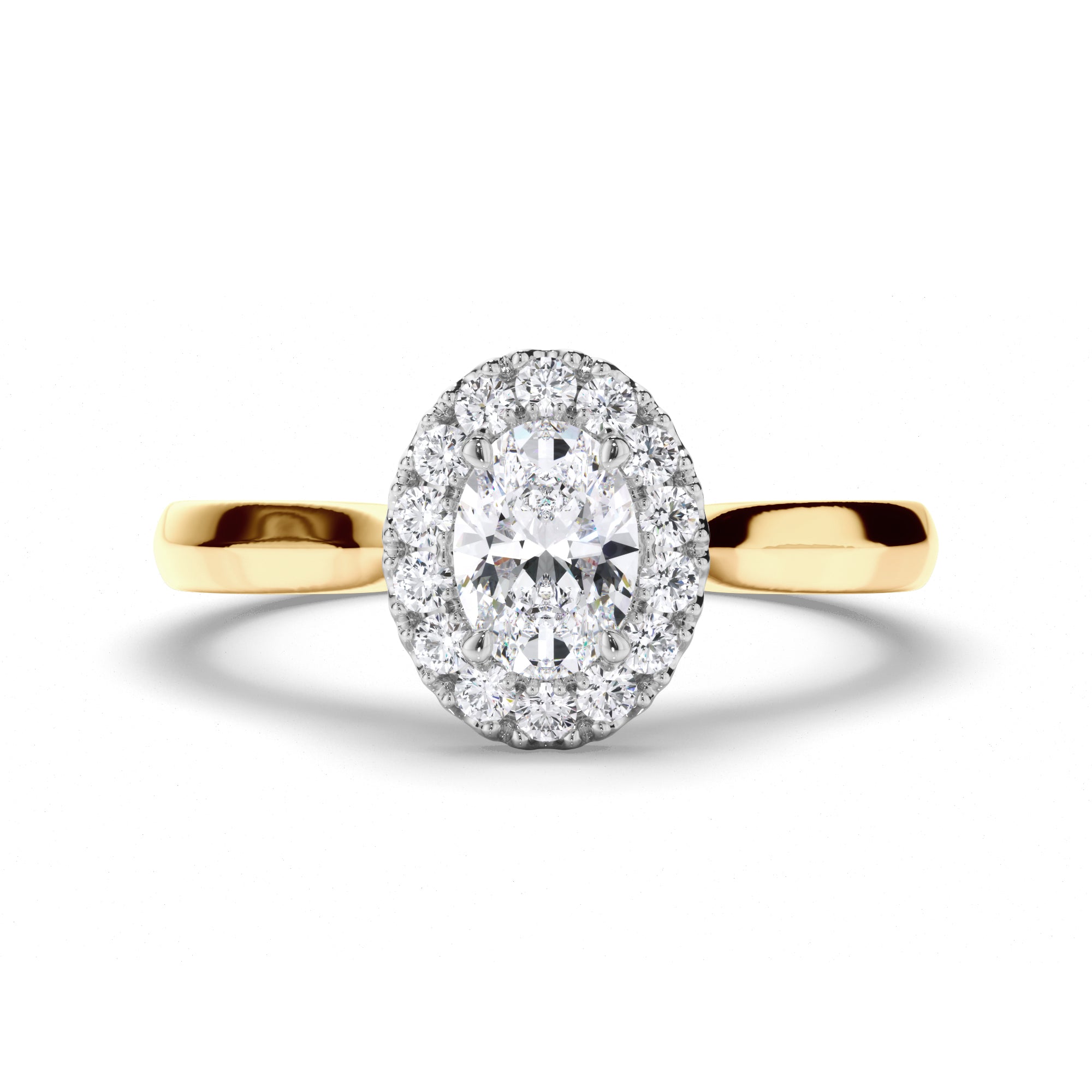 Oval Diamond Engagement Ring with Cut Claw Halo and Undersweep