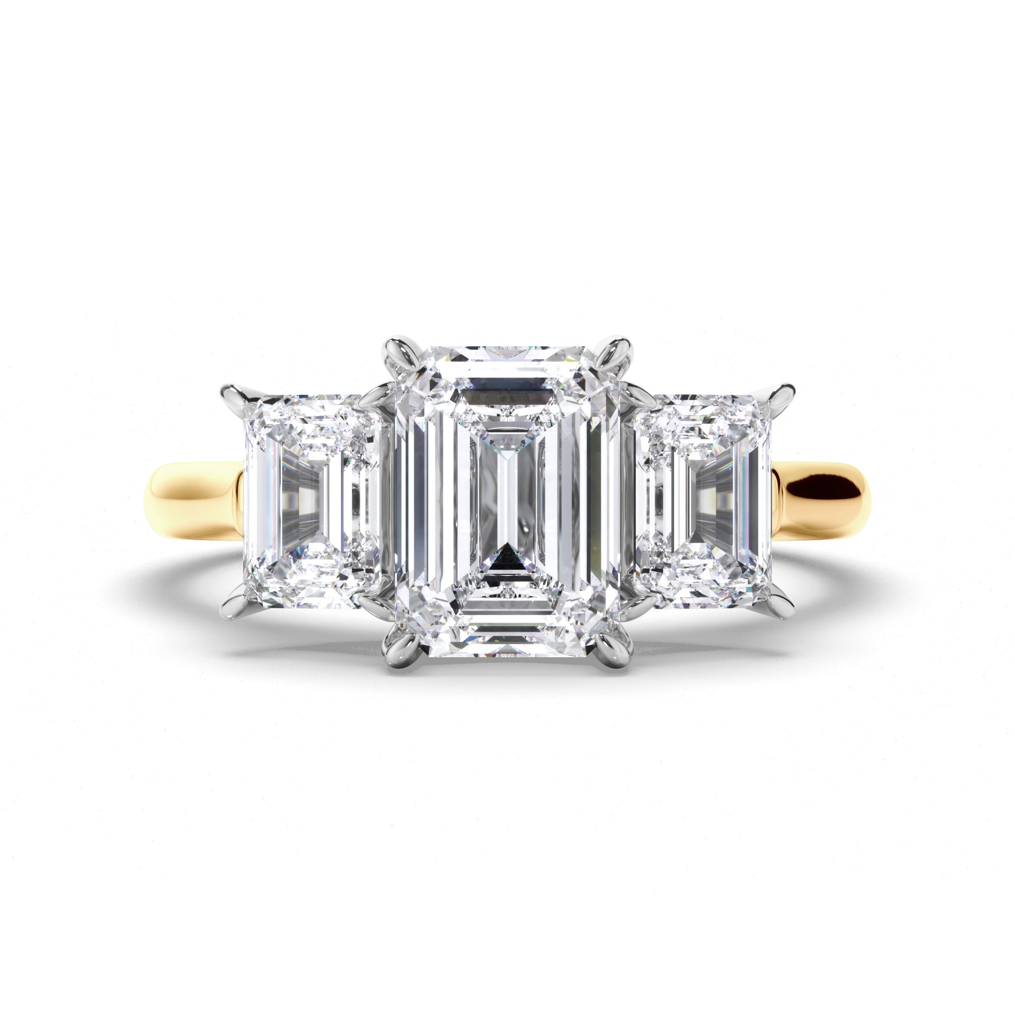 Emerald Cut Diamond Trilogy Engagement Ring