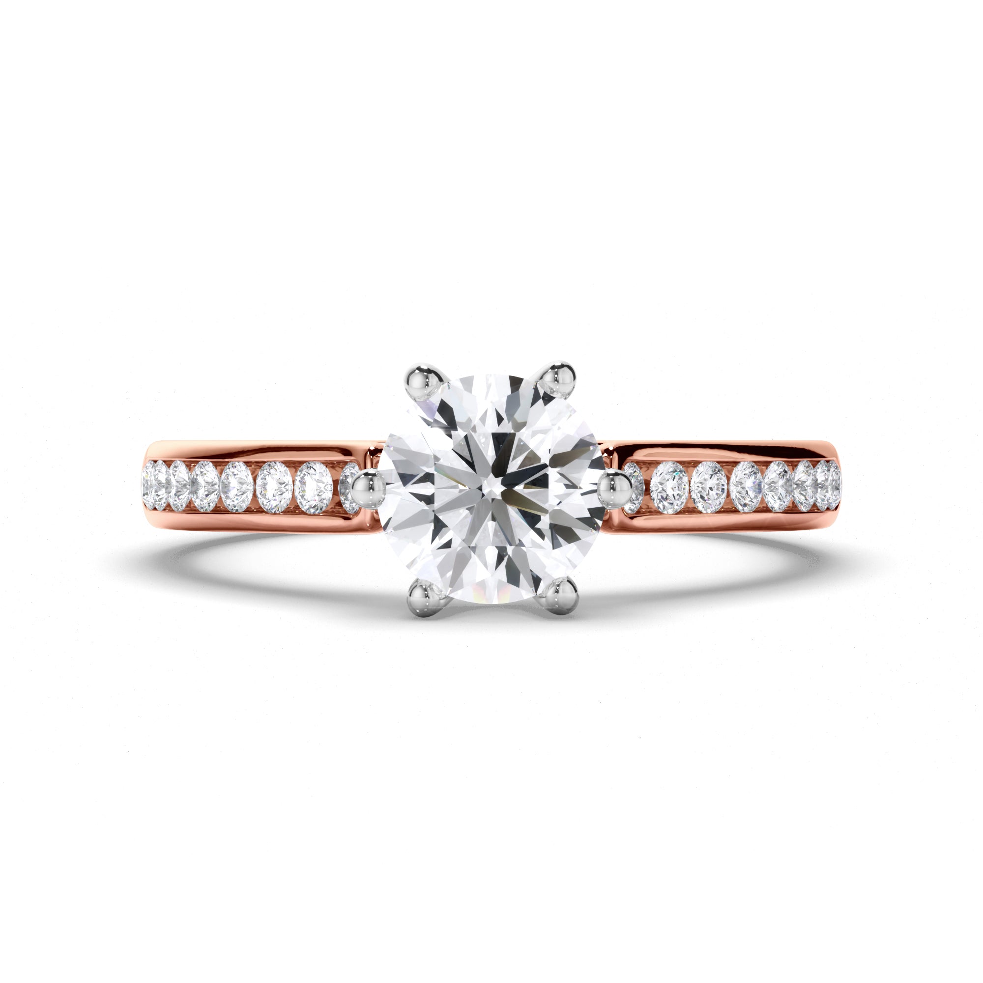 Round Diamond Engagement Ring with Channel Set Band