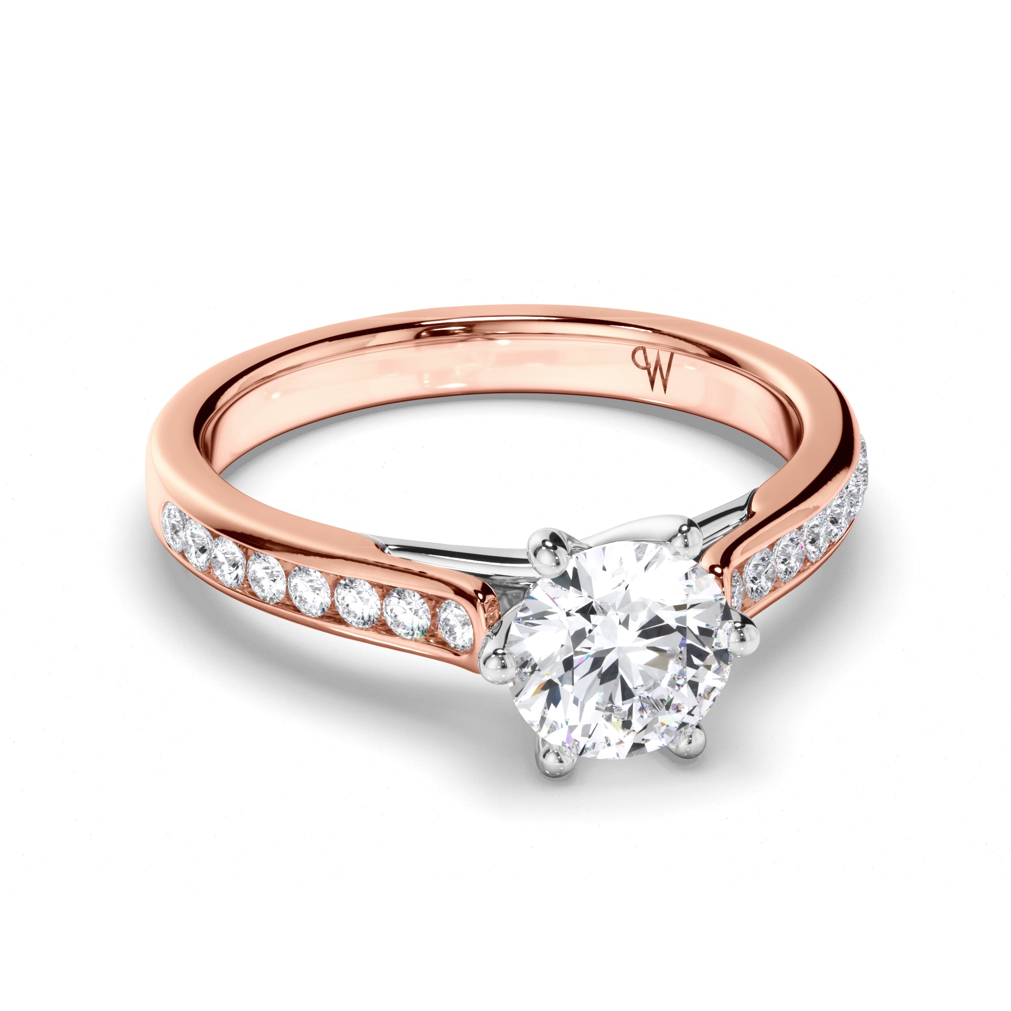 Round Diamond Engagement Ring with Channel Set Band