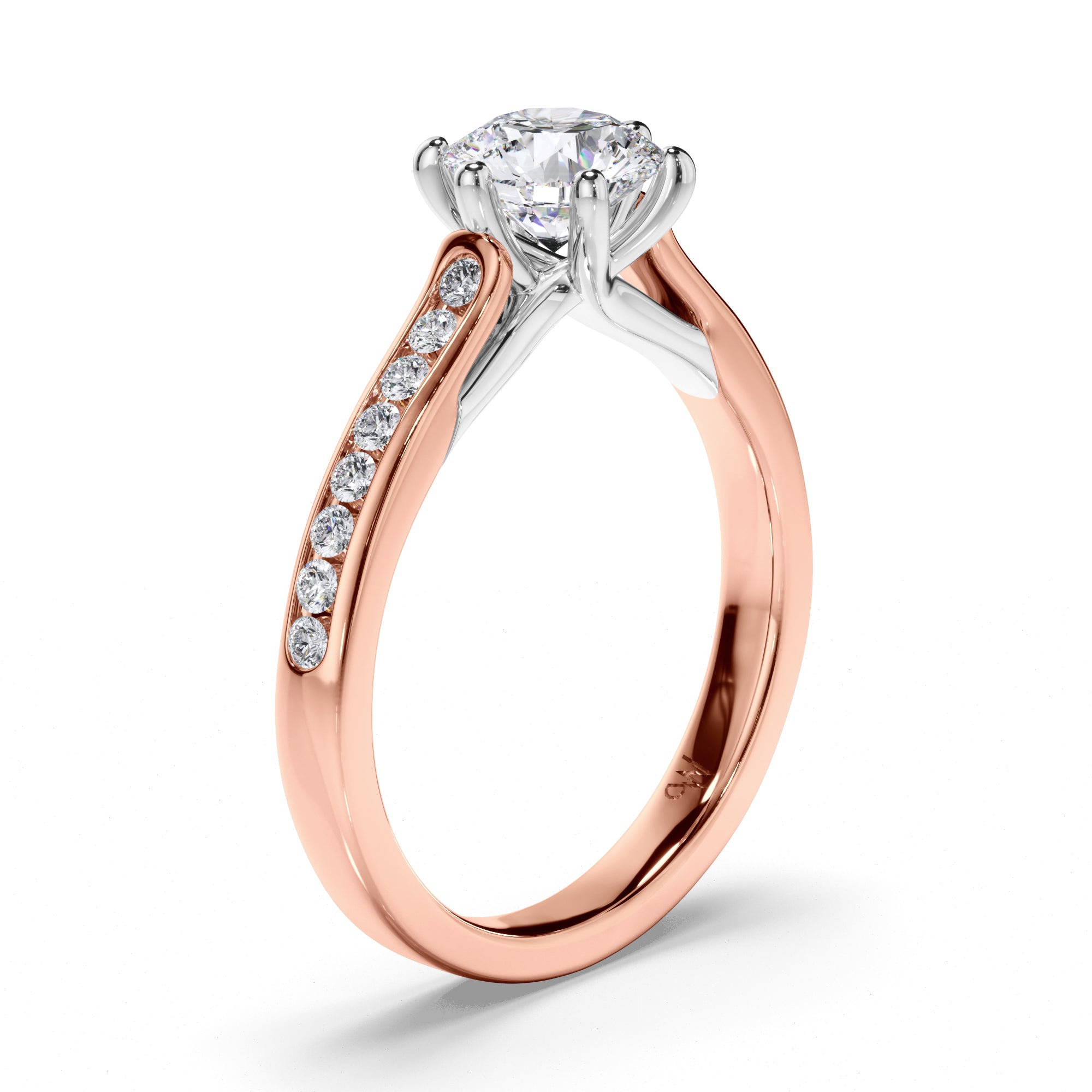 Round Diamond Engagement Ring with Channel Set Band