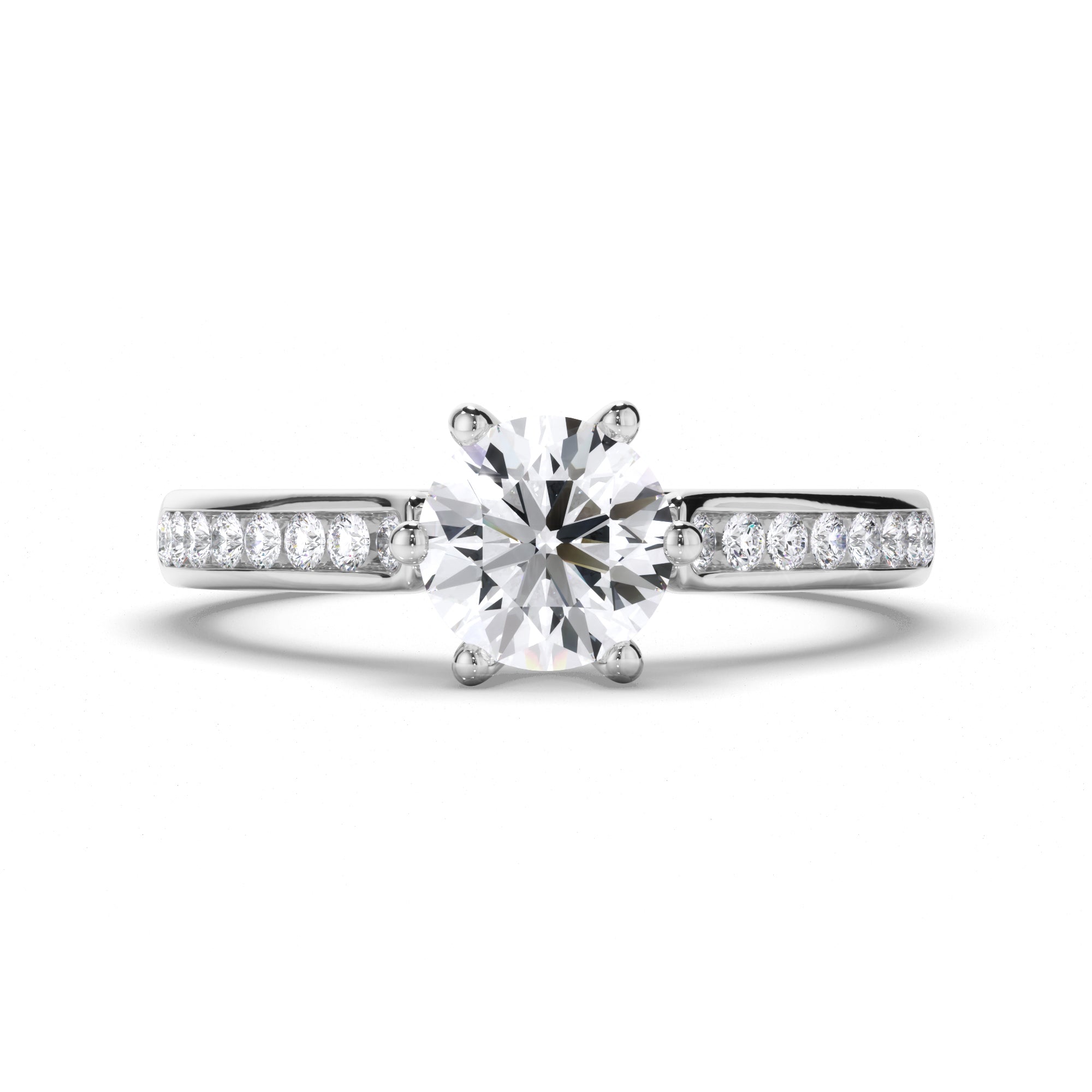 Round Diamond Engagement Ring with Channel Set Band