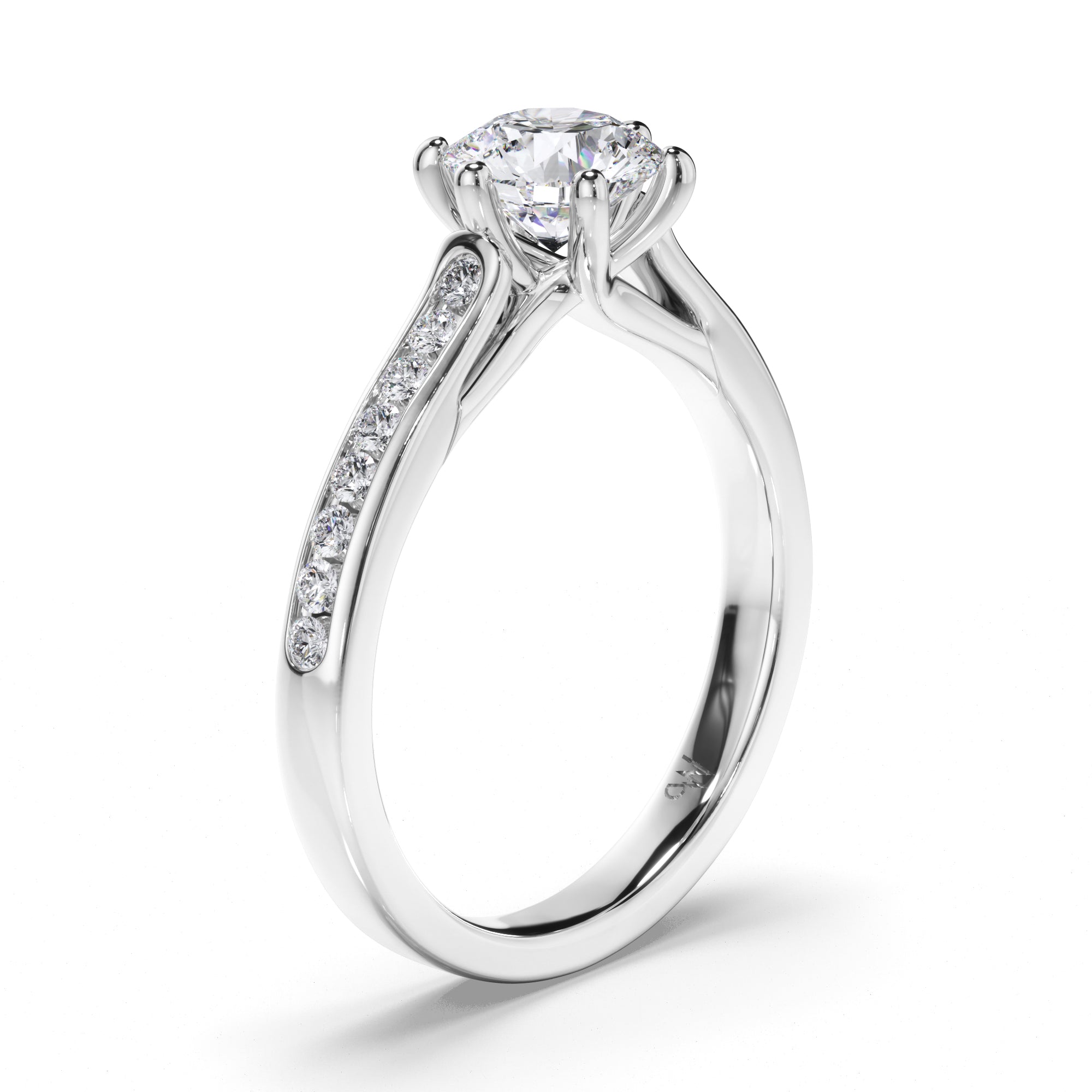 Round Diamond Engagement Ring with Channel Set Band