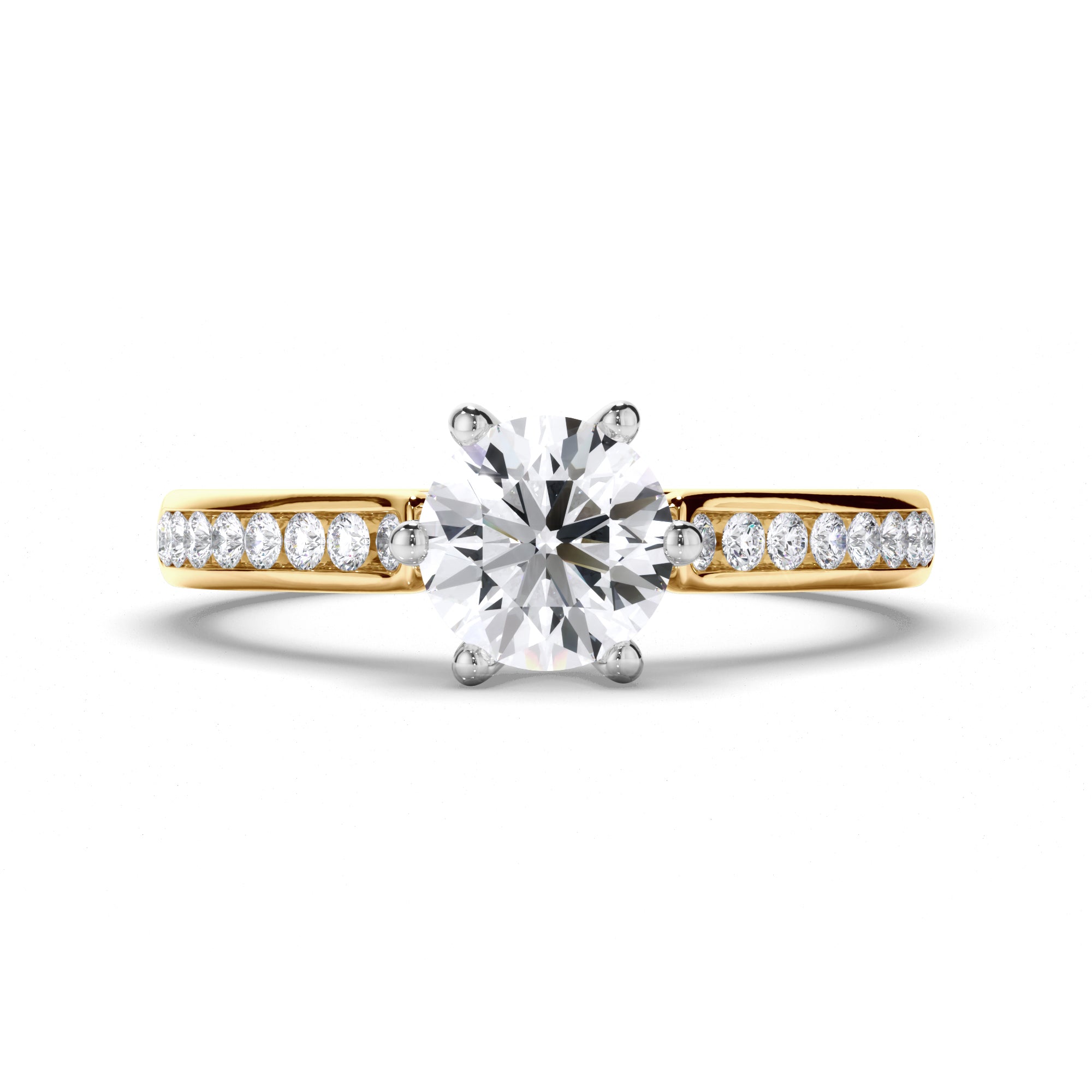 Round Diamond Engagement Ring with Channel Set Band