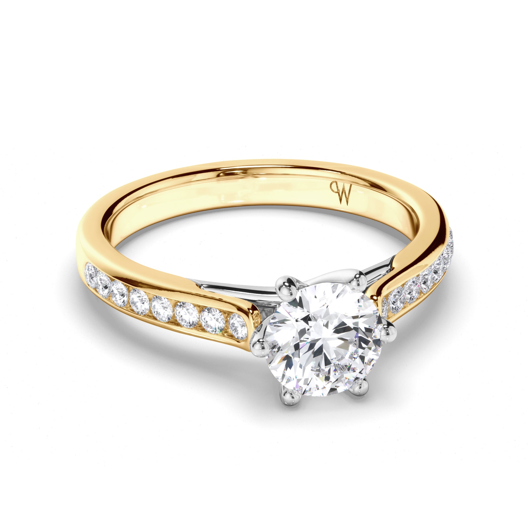 Round Diamond Engagement Ring with Channel Set Band