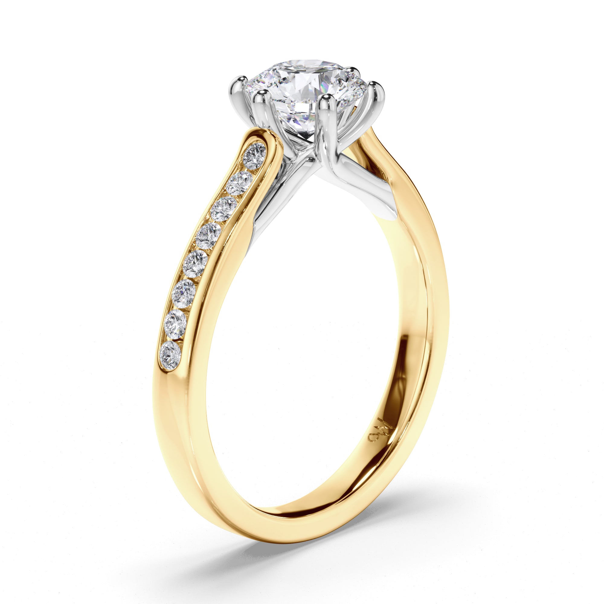 Round Diamond Engagement Ring with Channel Set Band