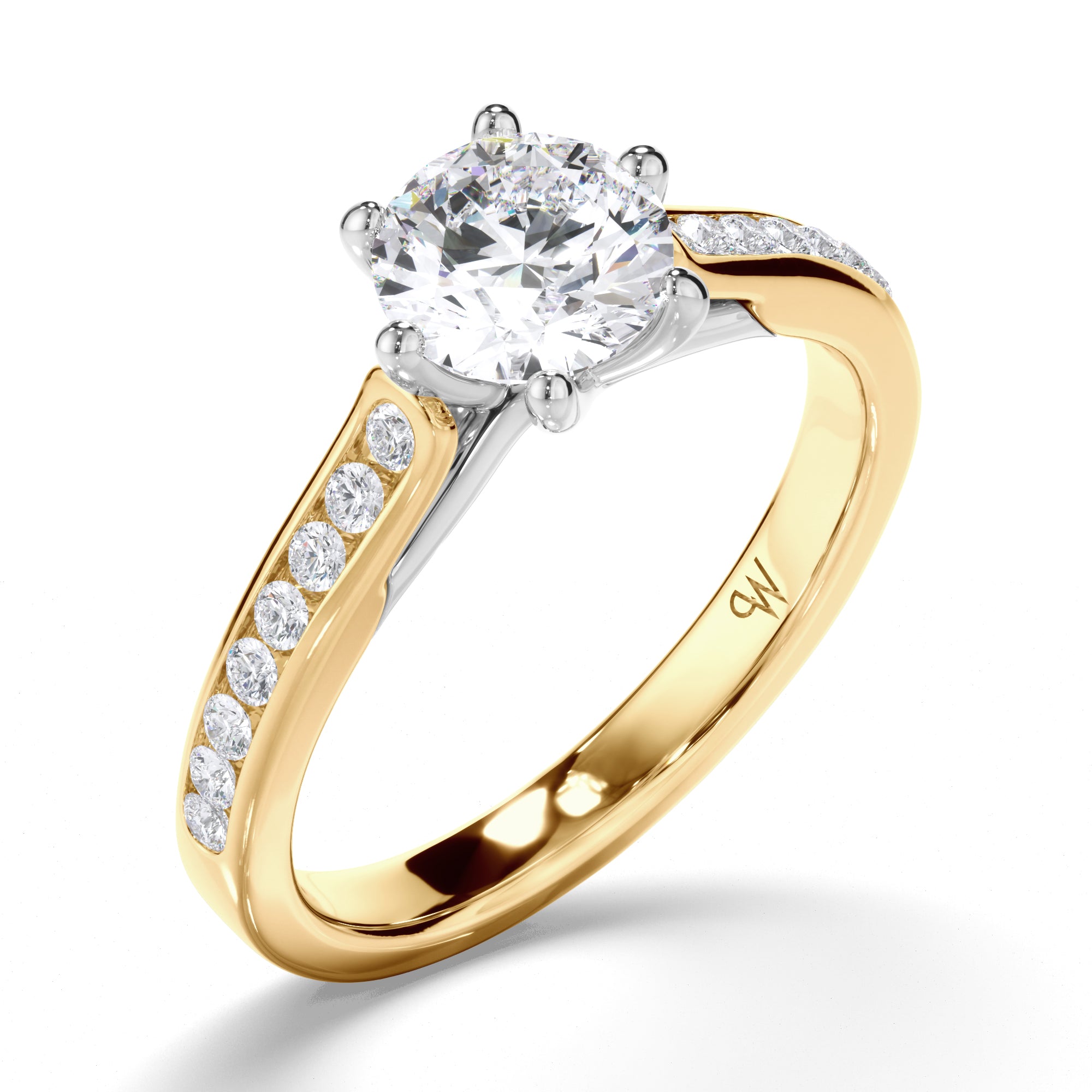 Round Diamond Engagement Ring with Channel Set Band