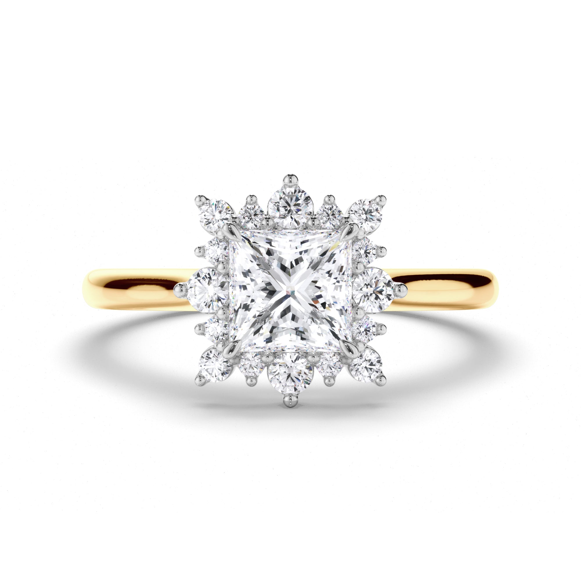 Princess Cut Diamond Engagement Ring with Scattered Halo