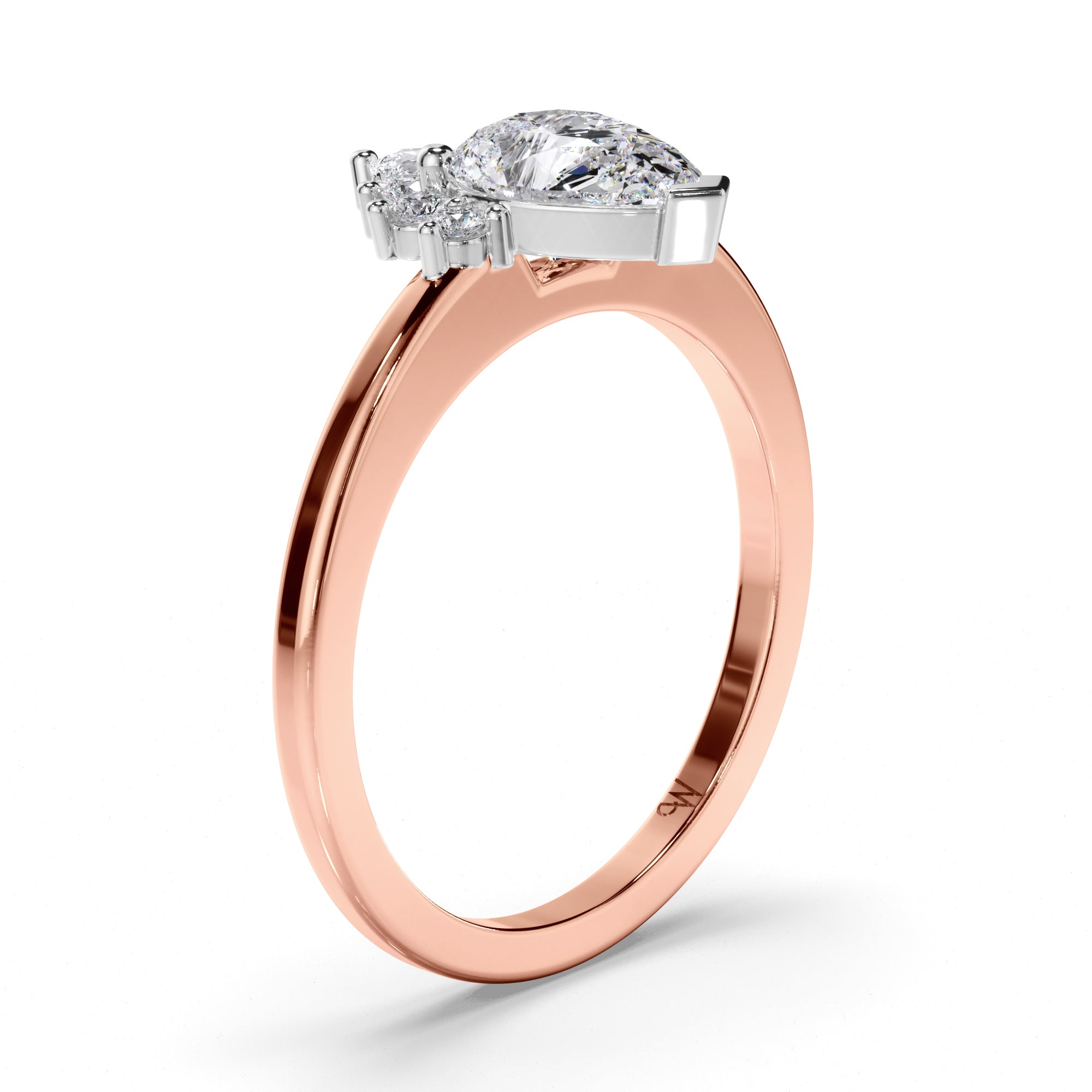 Pear Diamond Engagement Ring with Half Halo