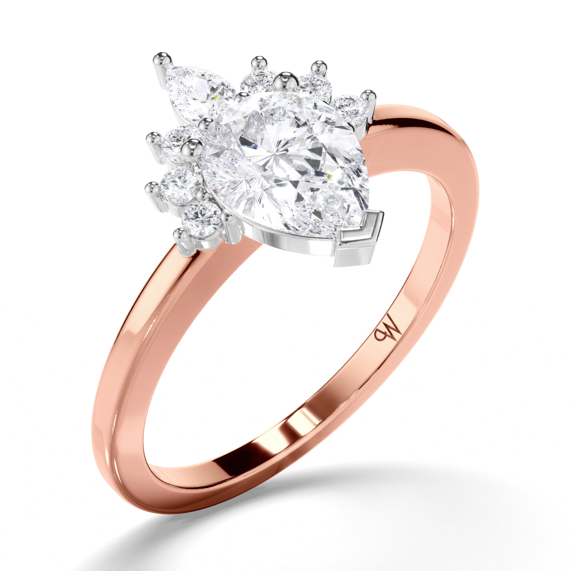 Pear Diamond Engagement Ring with Half Halo