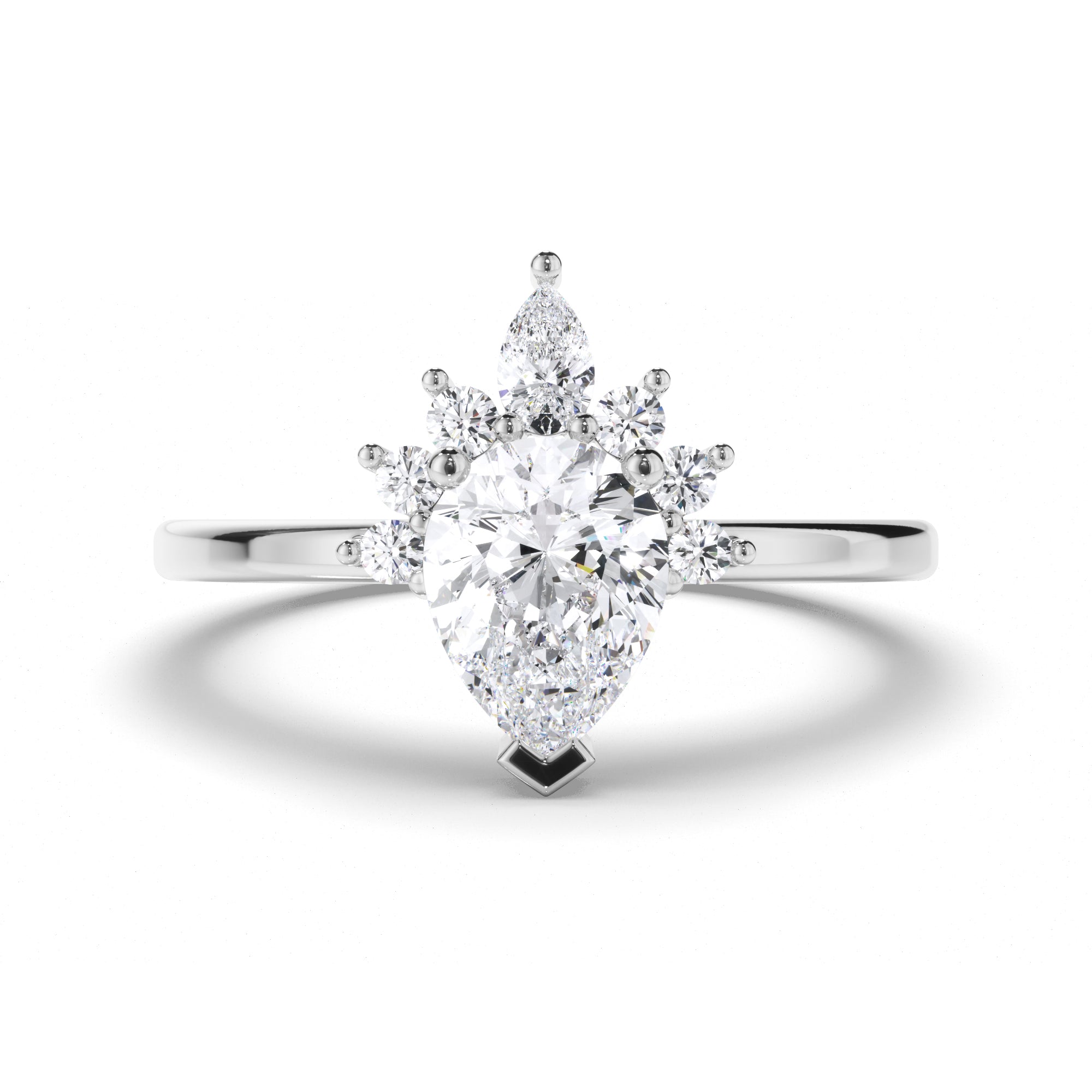 Pear Diamond Engagement Ring with Half Halo