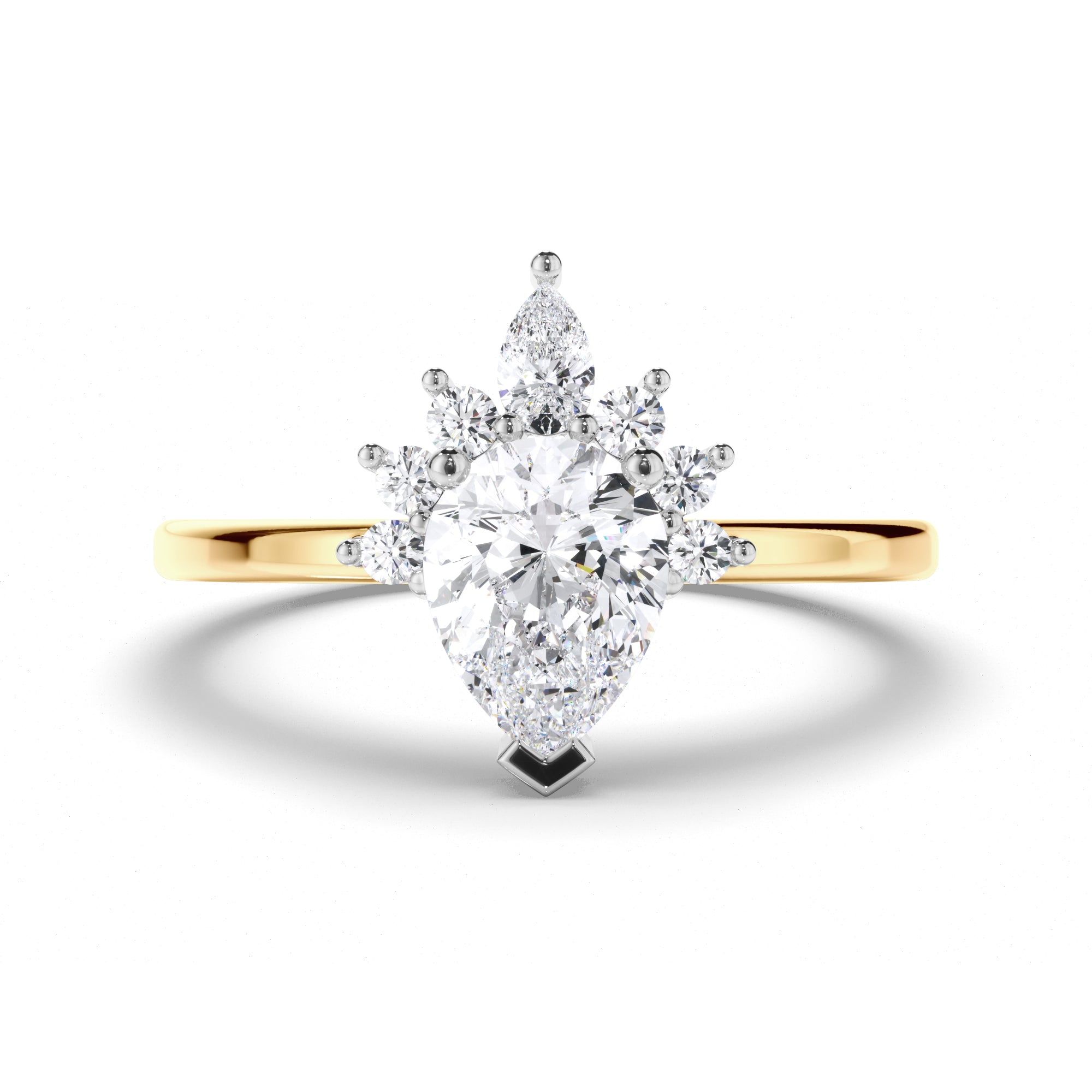 Pear Diamond Engagement Ring with Half Halo