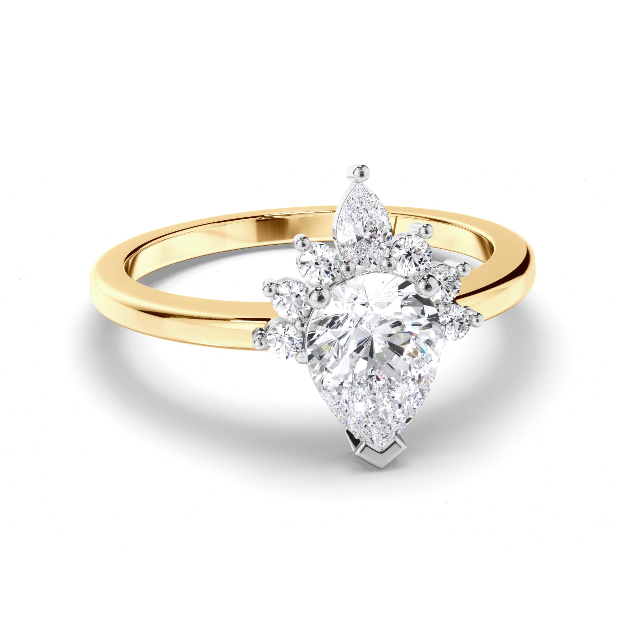 Pear Diamond Engagement Ring with Half Halo