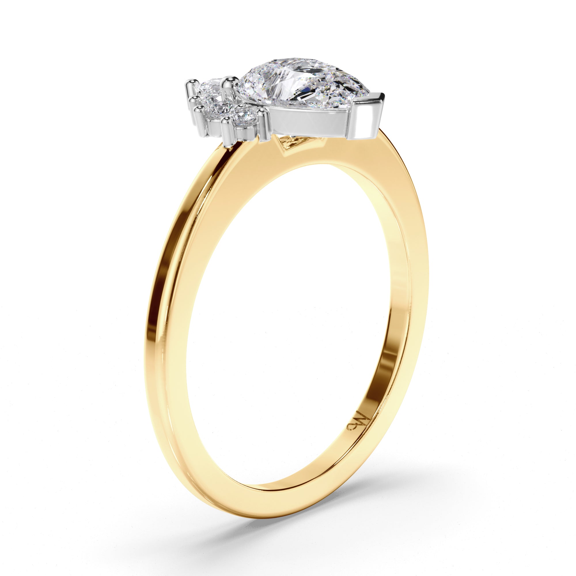 Pear Diamond Engagement Ring with Half Halo