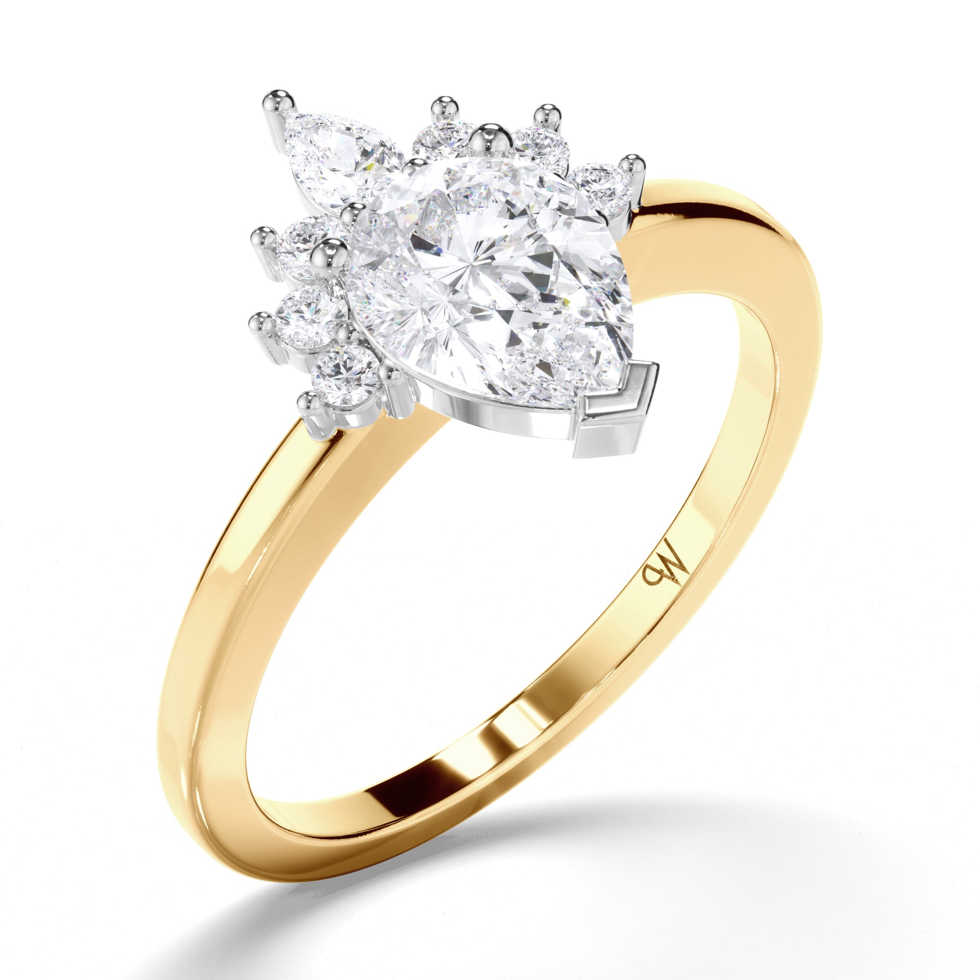 Pear Diamond Engagement Ring with Half Halo