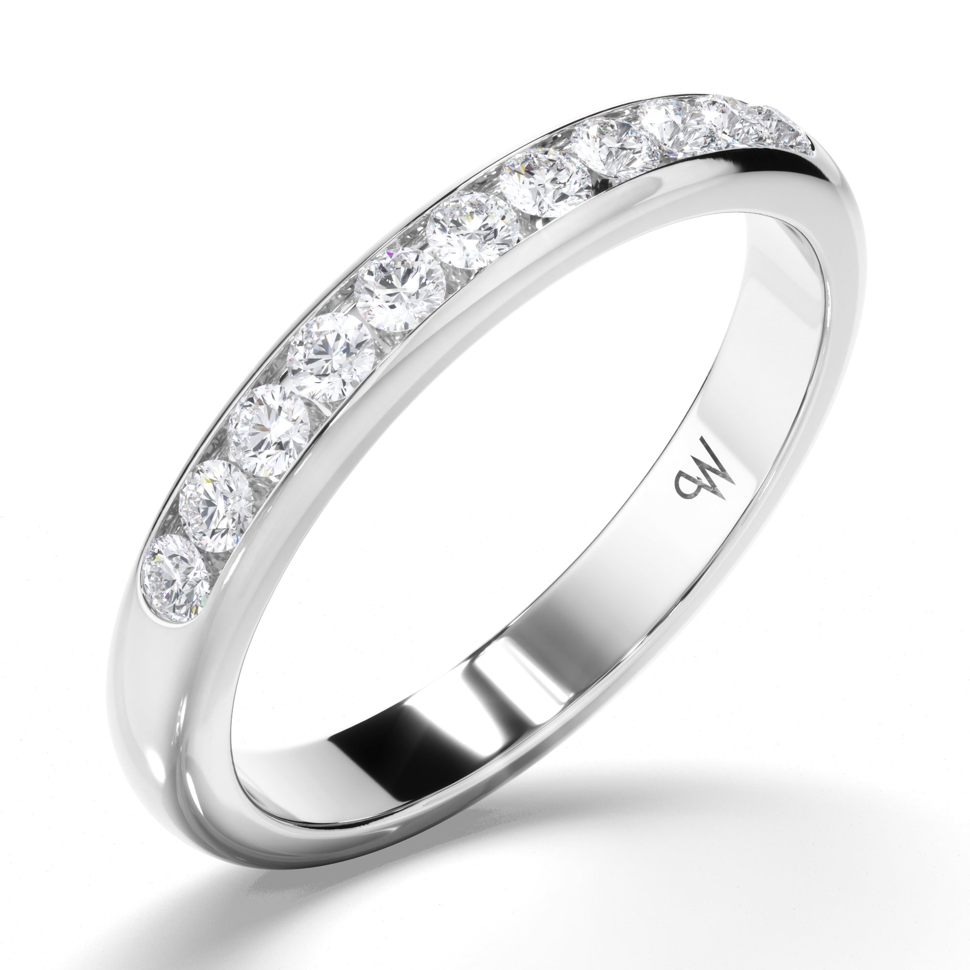 Round Brilliant Cut Channel Set Diamond Wedding Ring
