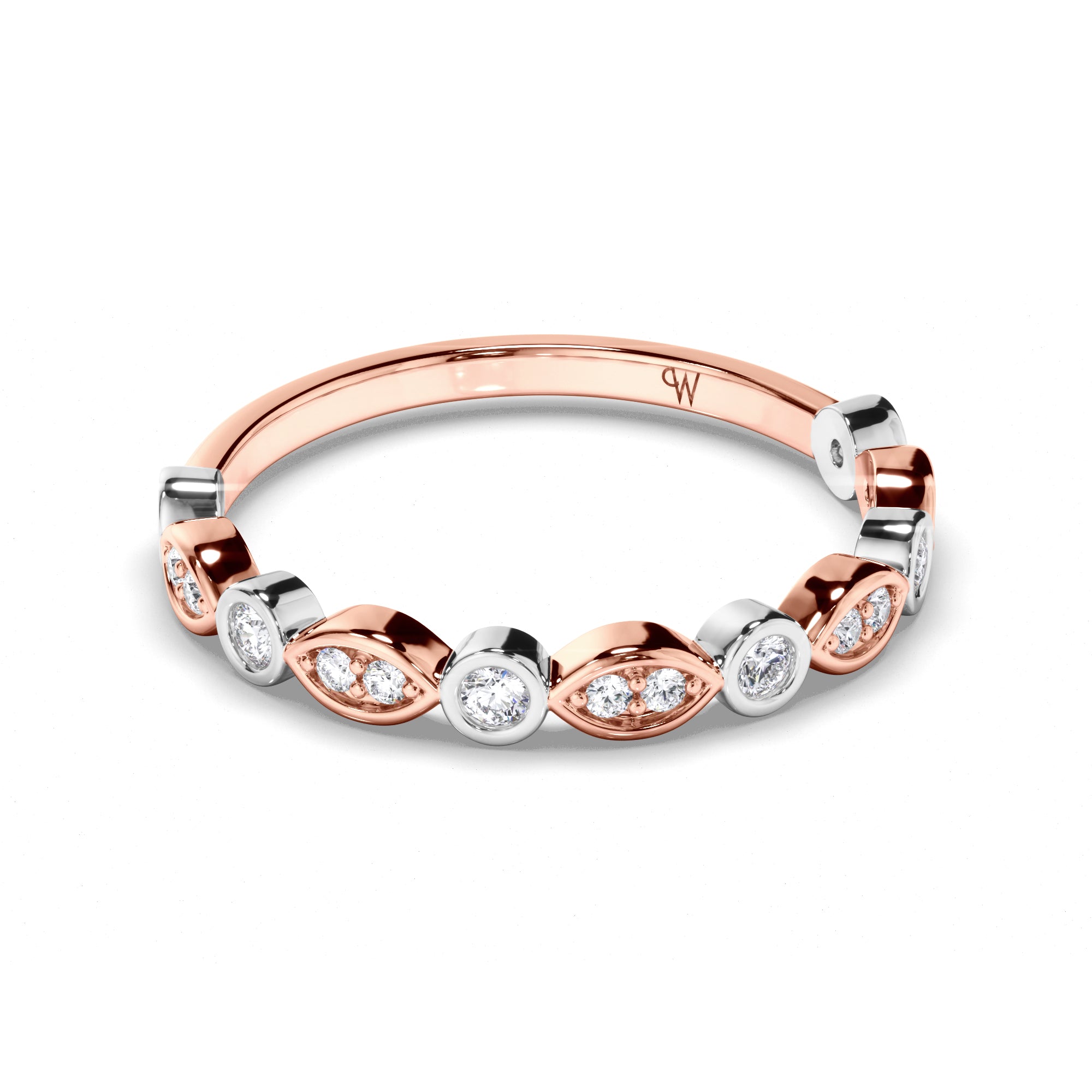 Round Brilliant Cut Bezel Set Diamond Wedding Ring
