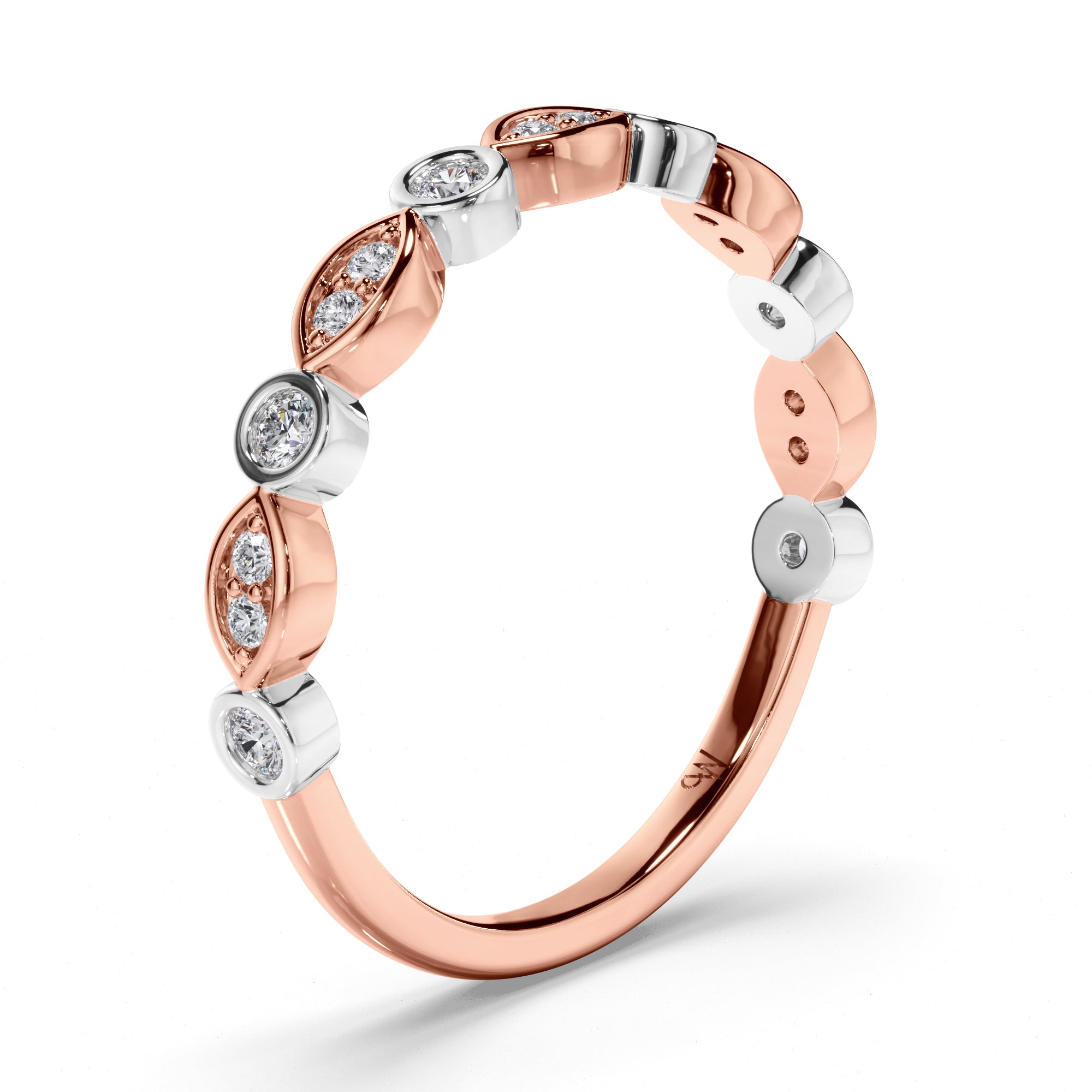 Round Brilliant Cut Bezel Set Diamond Wedding Ring