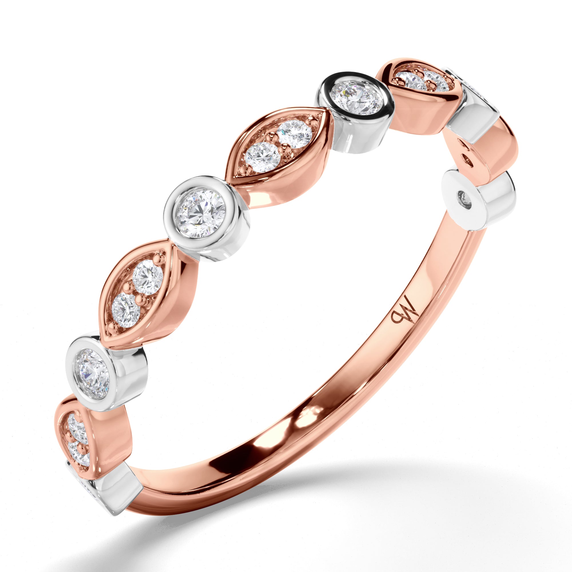 Round Brilliant Cut Bezel Set Diamond Wedding Ring