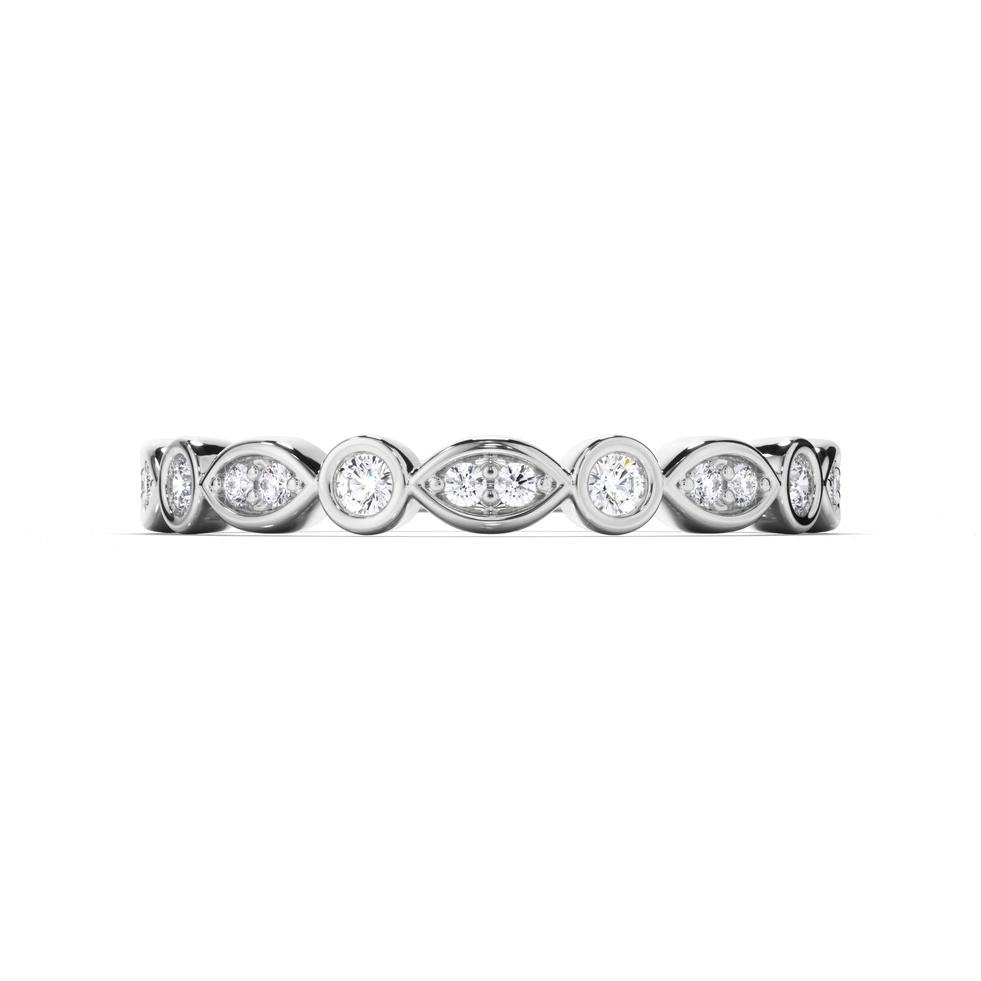Round Brilliant Cut Bezel Set Diamond Wedding Ring