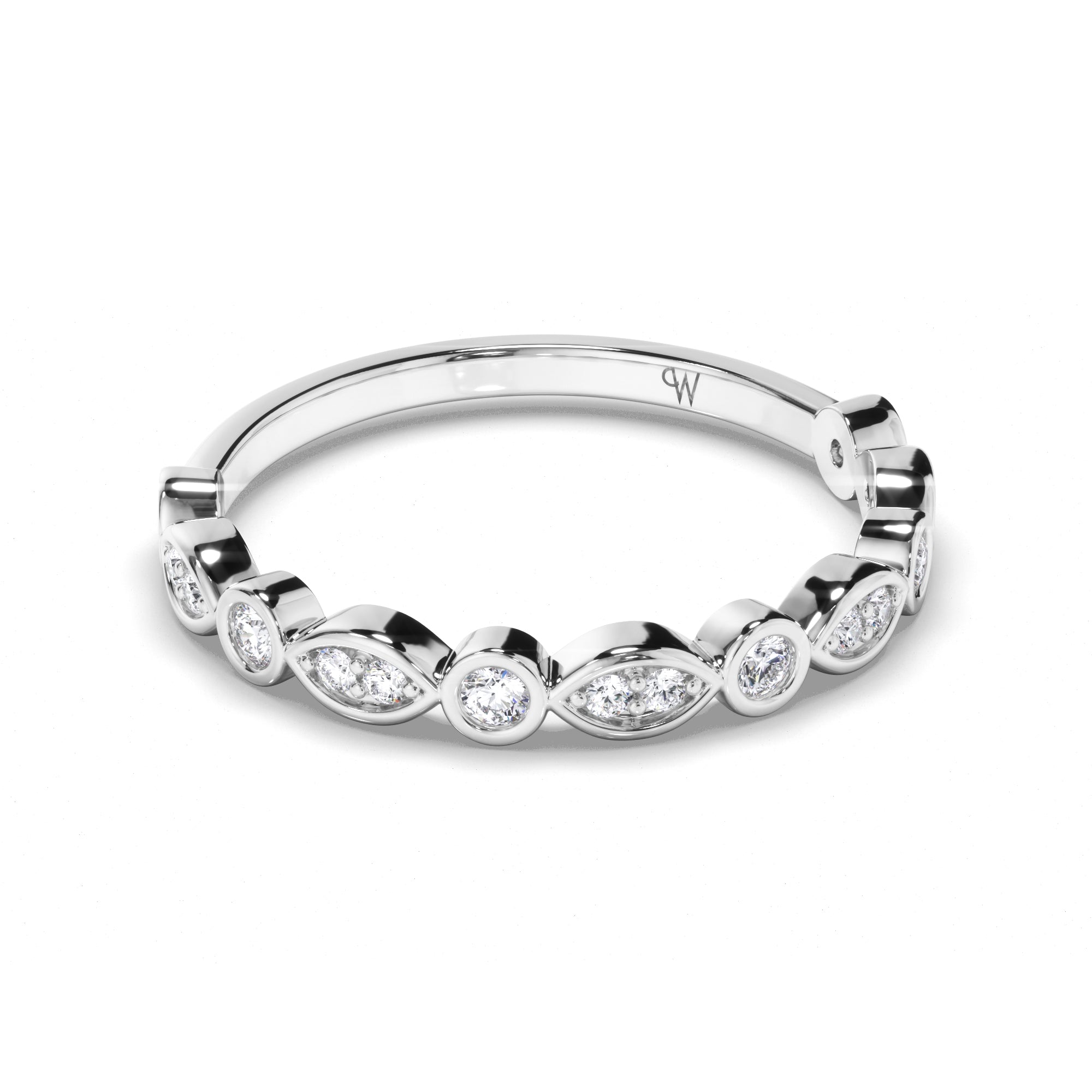 Round Brilliant Cut Bezel Set Diamond Wedding Ring