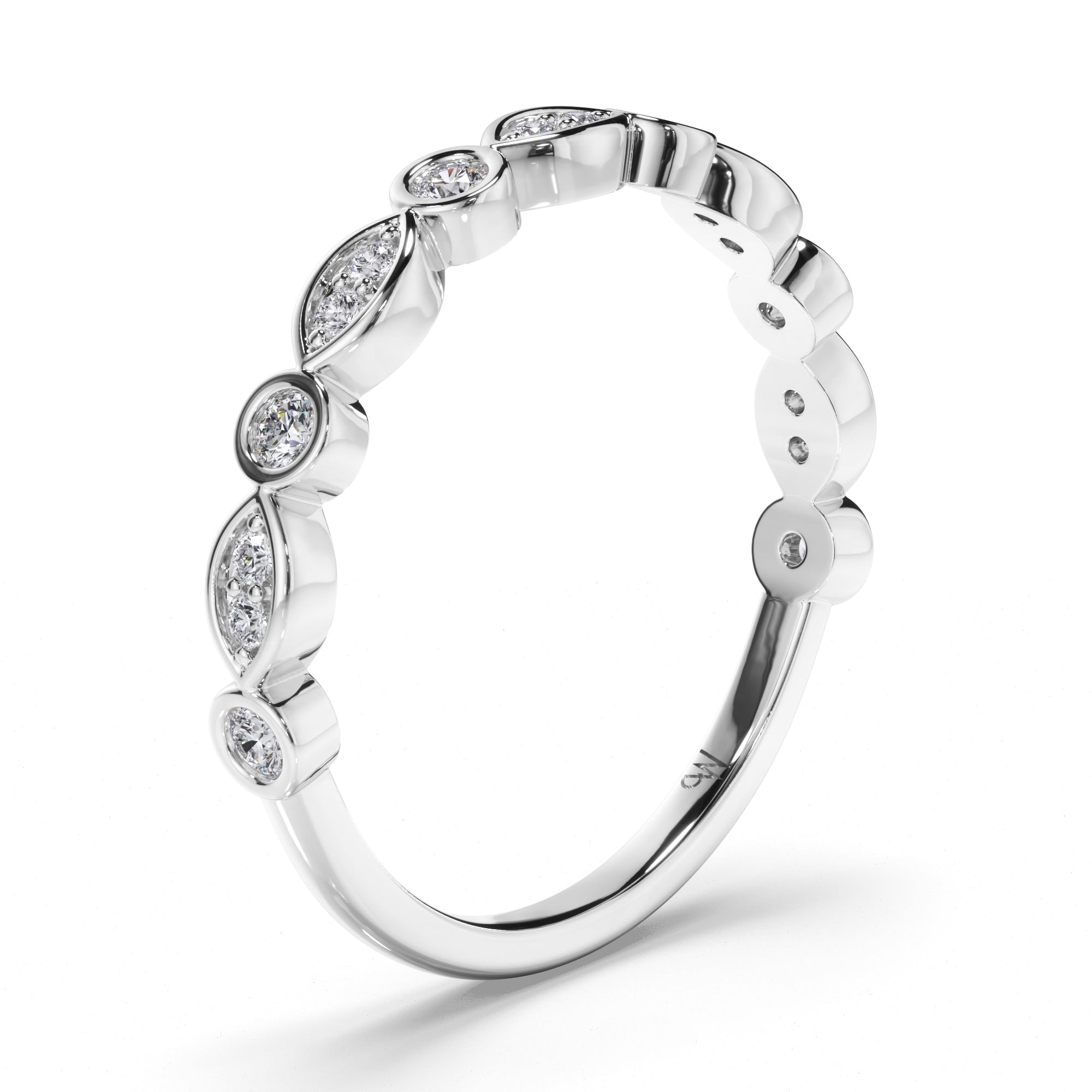 Round Brilliant Cut Bezel Set Diamond Wedding Ring