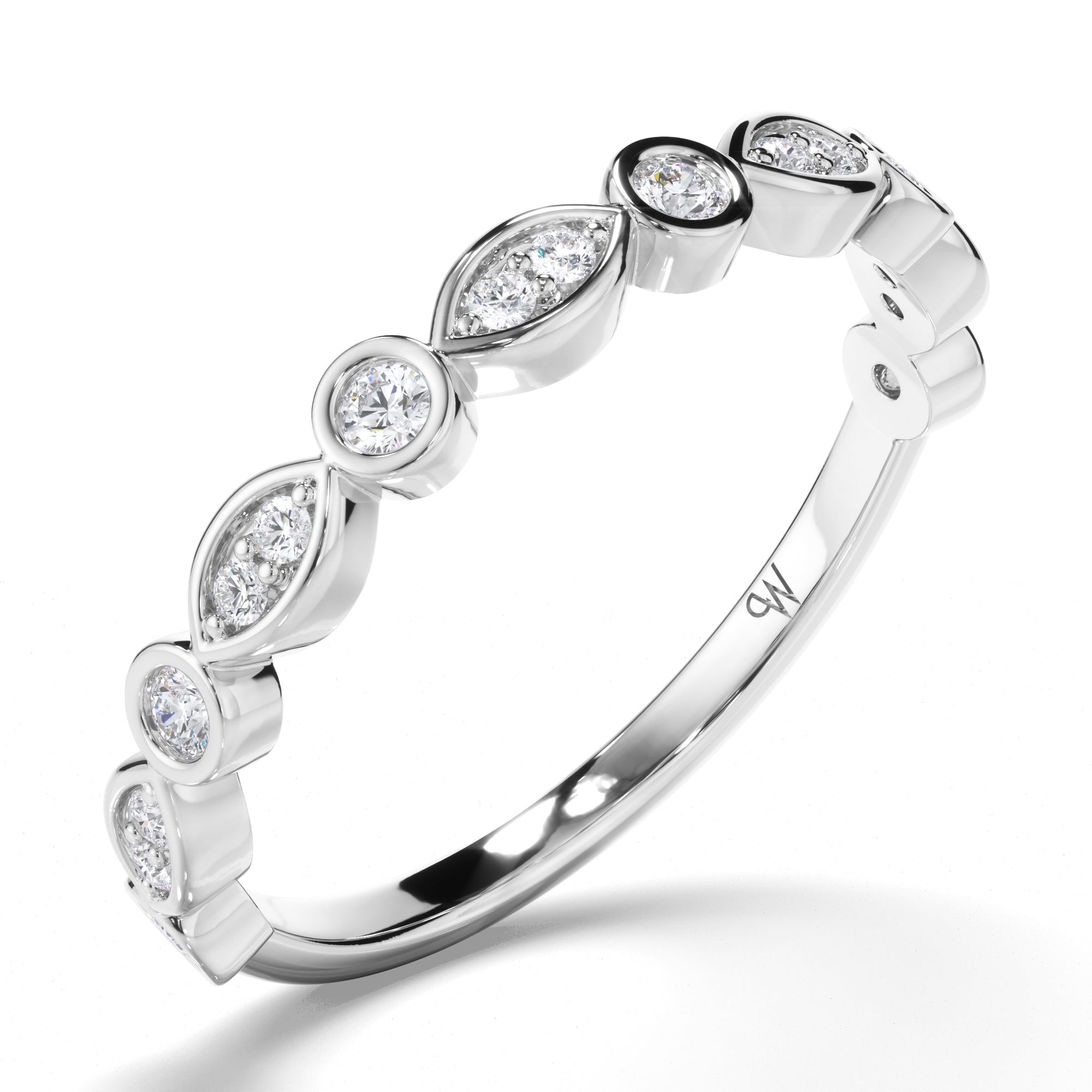 Round Brilliant Cut Bezel Set Diamond Wedding Ring