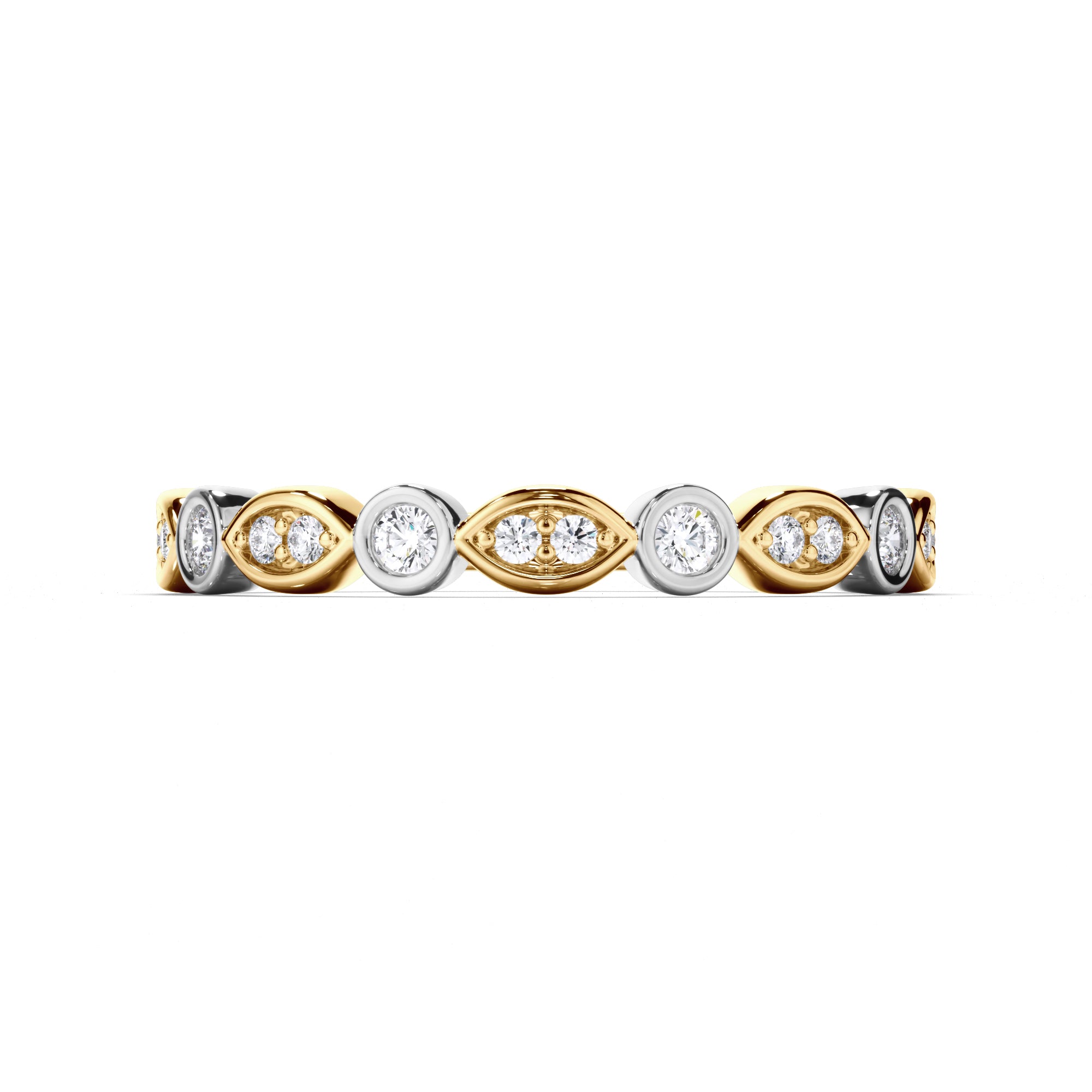 Round Brilliant Cut Bezel Set Diamond Wedding Ring
