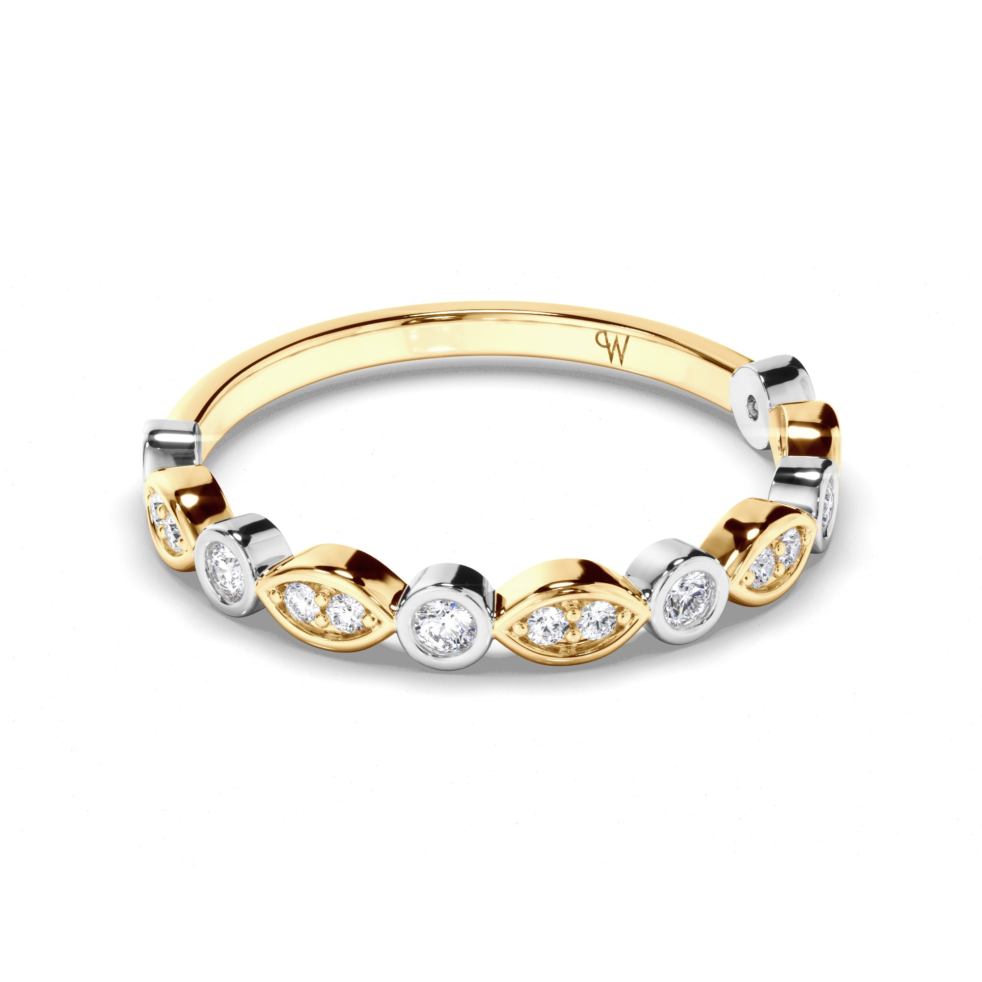 Round Brilliant Cut Bezel Set Diamond Wedding Ring