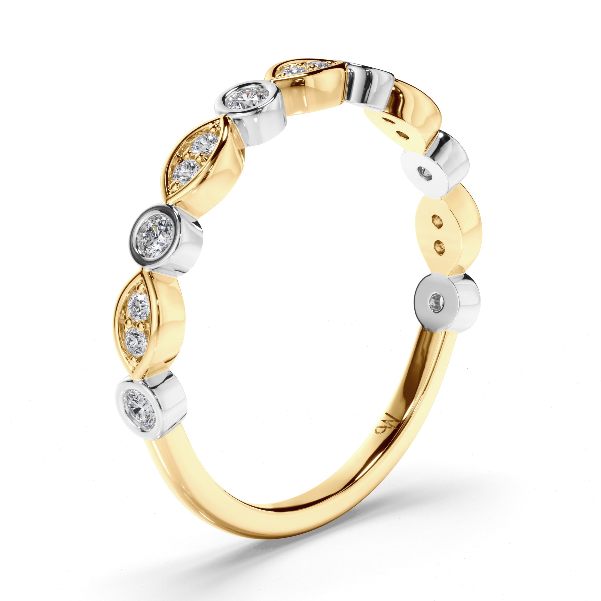 Round Brilliant Cut Bezel Set Diamond Wedding Ring