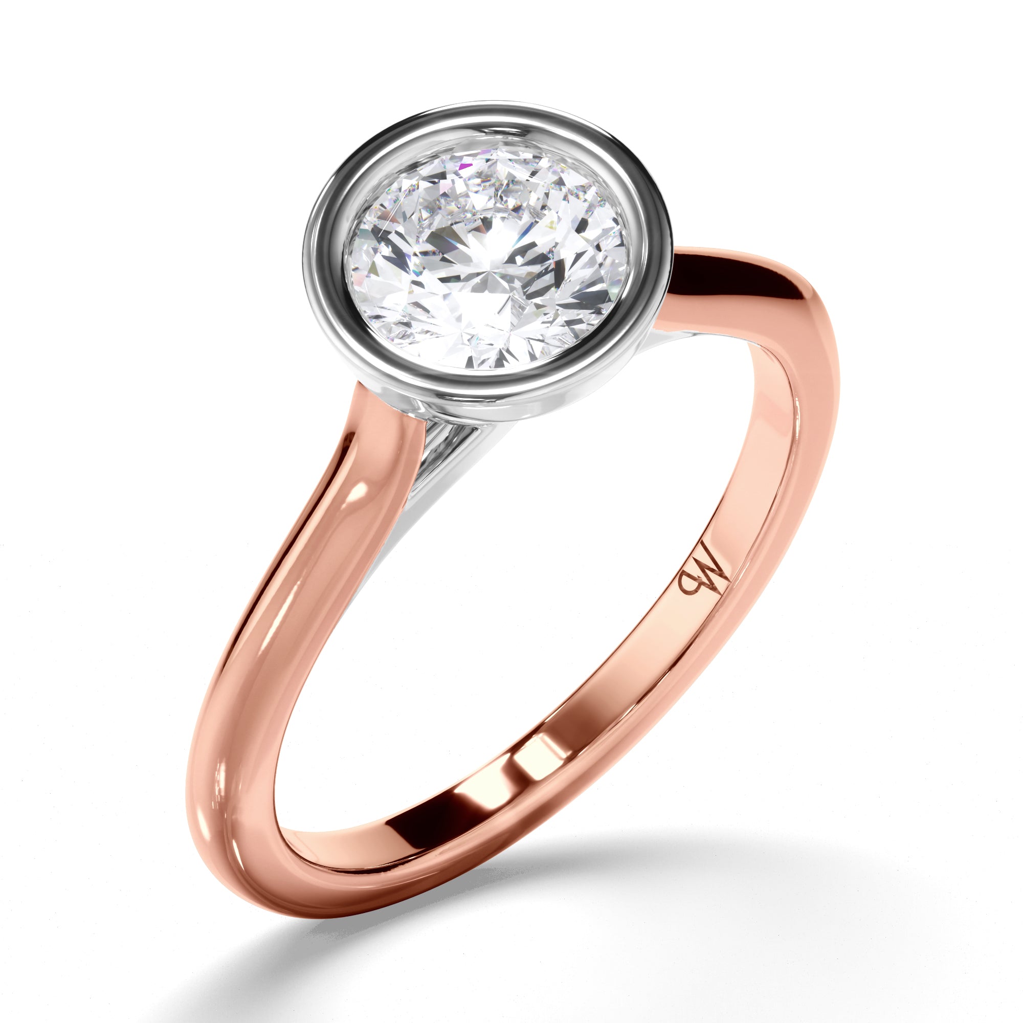 Round Diamond Bezel Set Engagement Ring