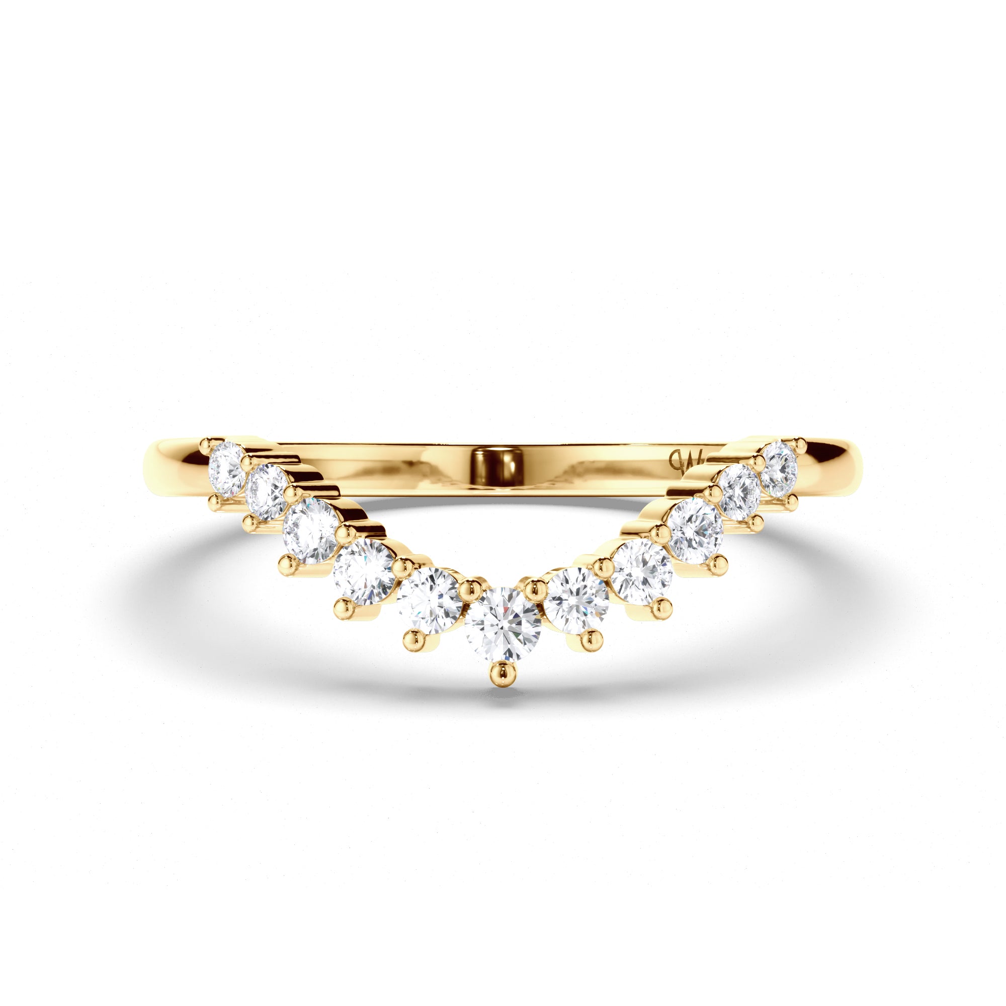 Curved Round Brilliant Cut Diamond Wedding Ring