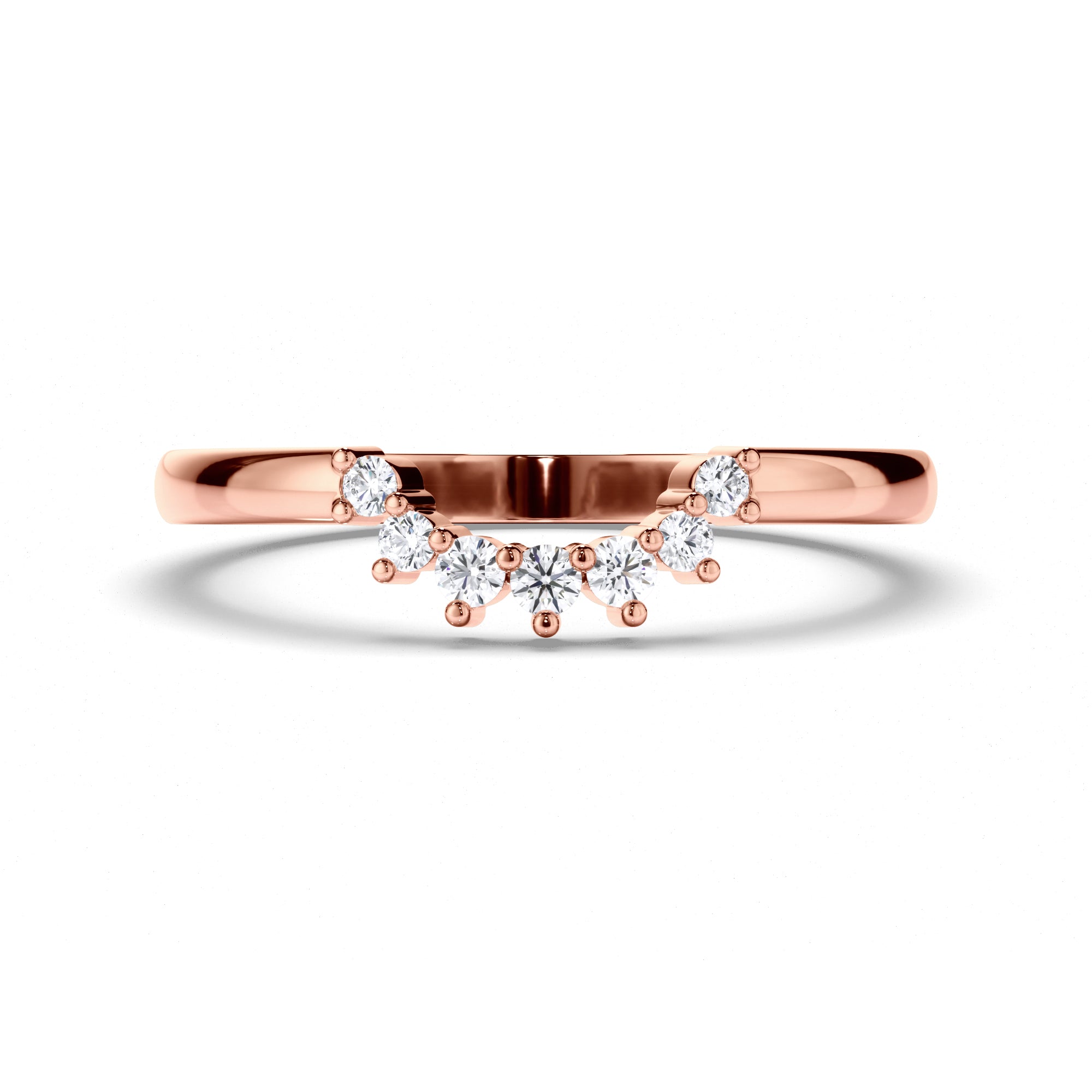 Curved Round Brilliant Cut Diamond Wedding Ring