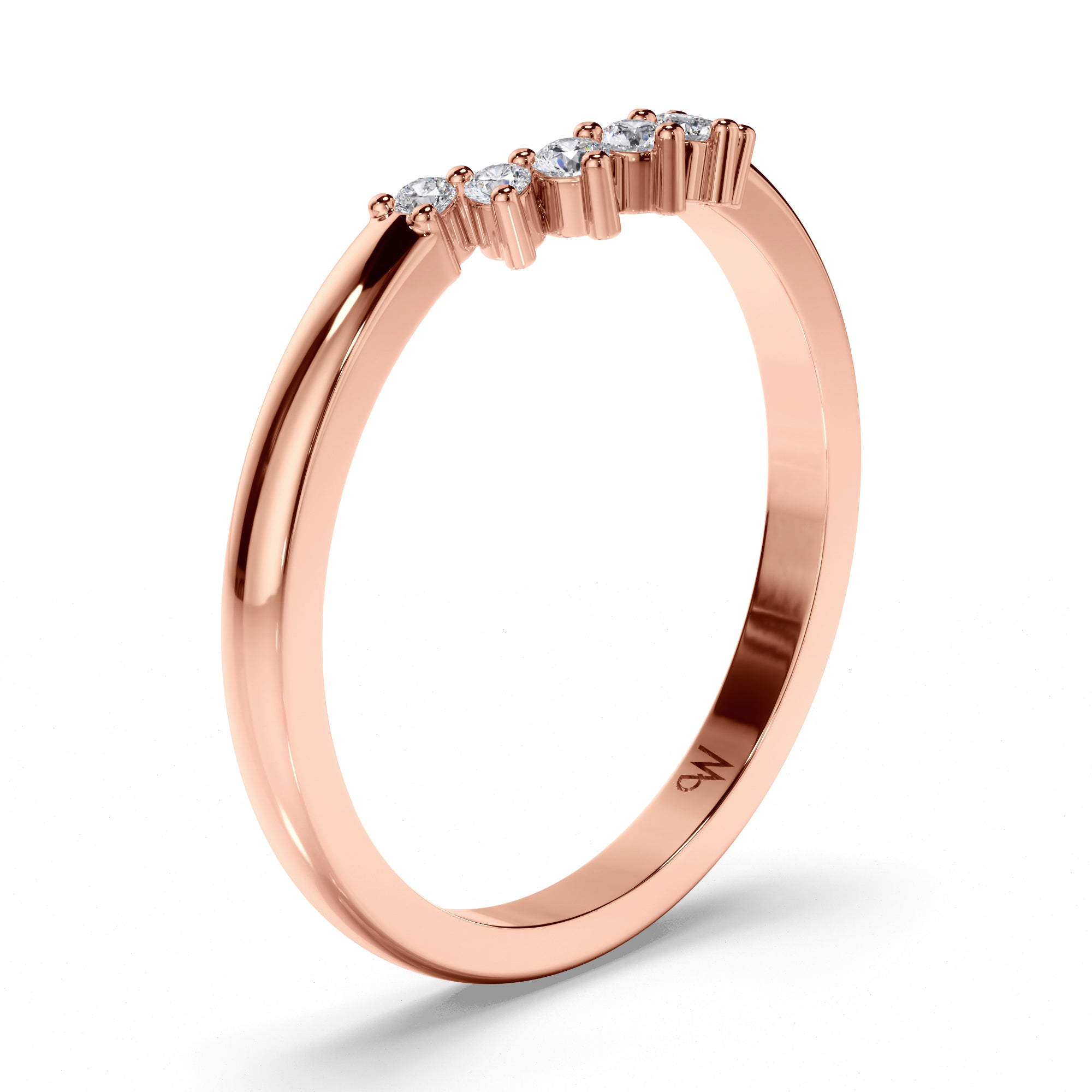 Curved Round Brilliant Cut Diamond Wedding Ring