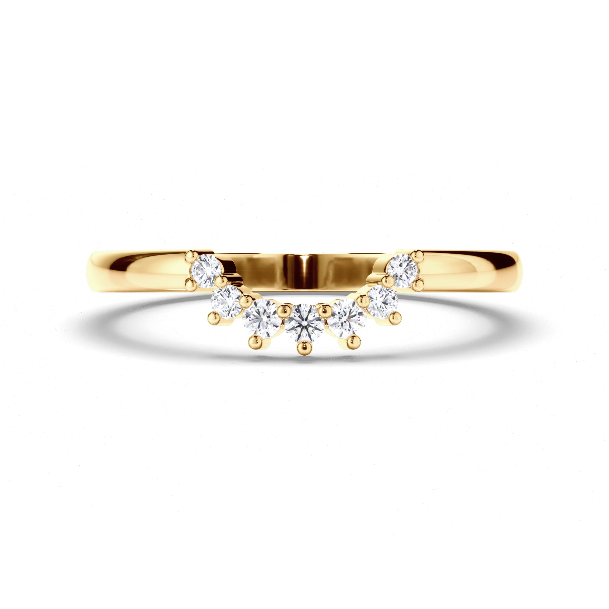Curved Round Brilliant Cut Diamond Wedding Ring