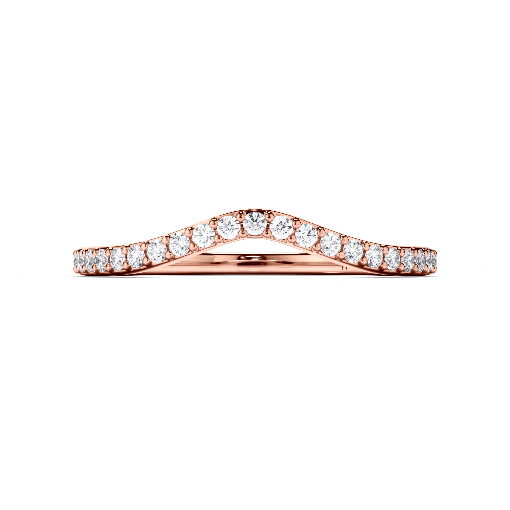Bead Set Curved Diamond Wedding Ring