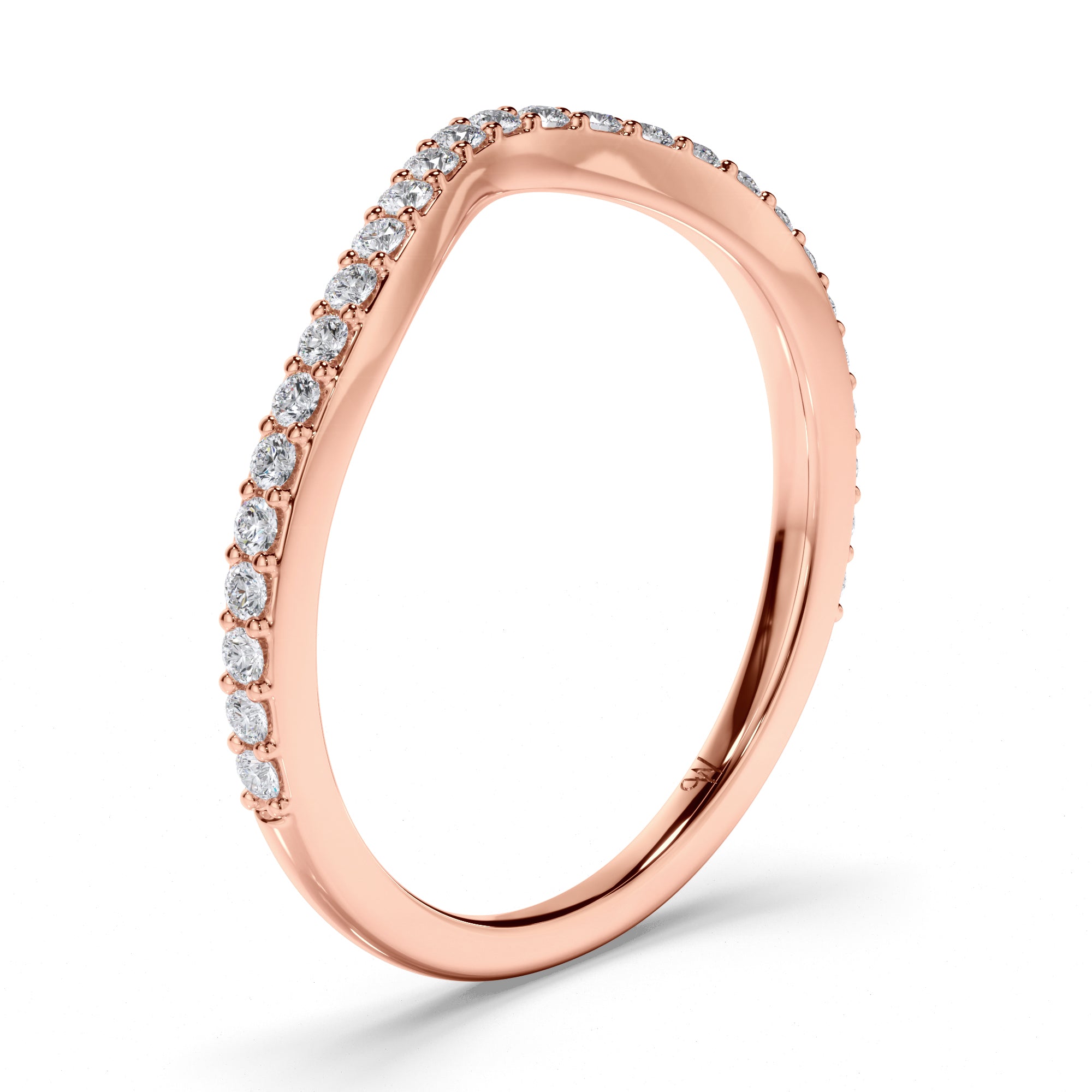 Bead Set Curved Diamond Wedding Ring