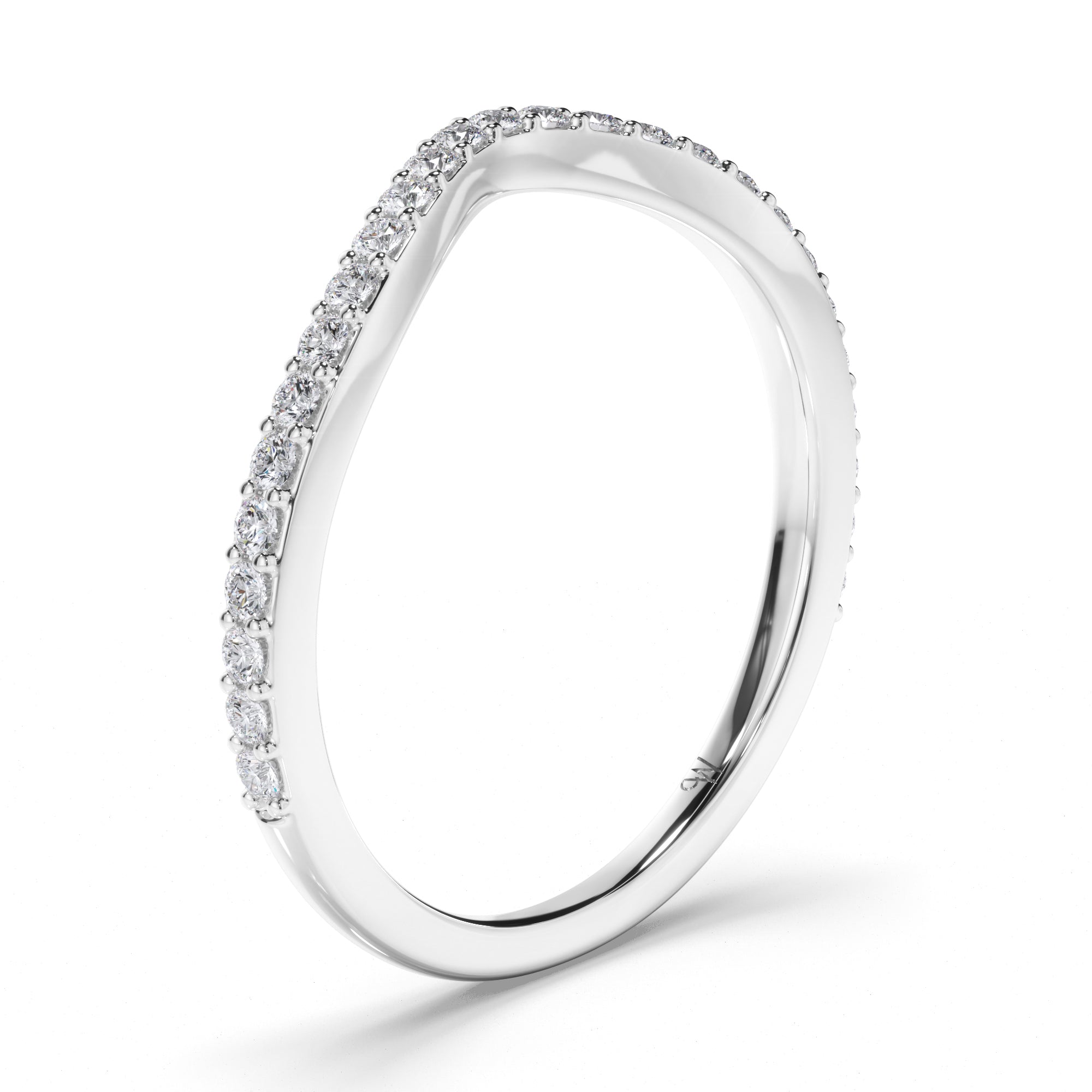 Bead Set Curved Diamond Wedding Ring