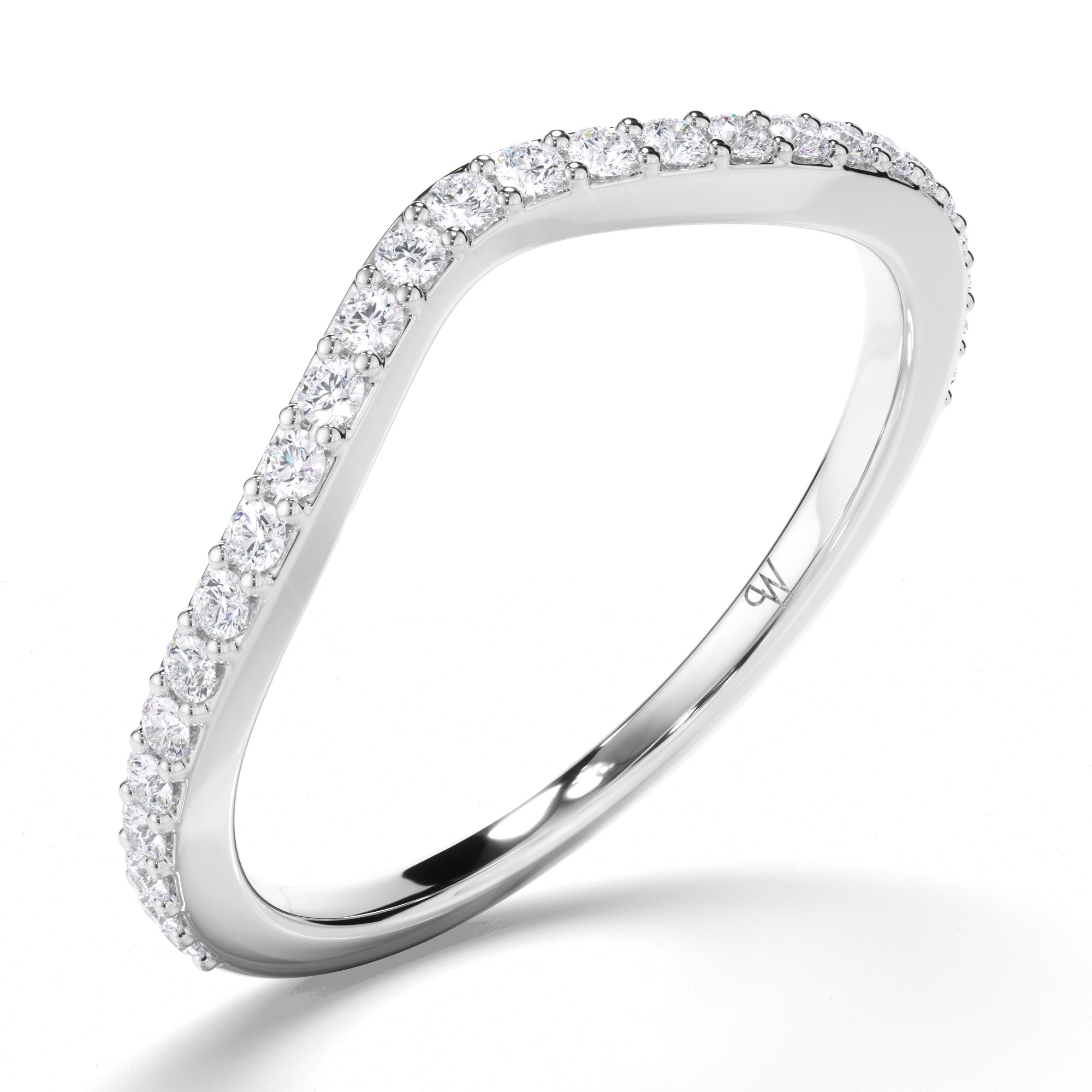 Bead Set Curved Diamond Wedding Ring