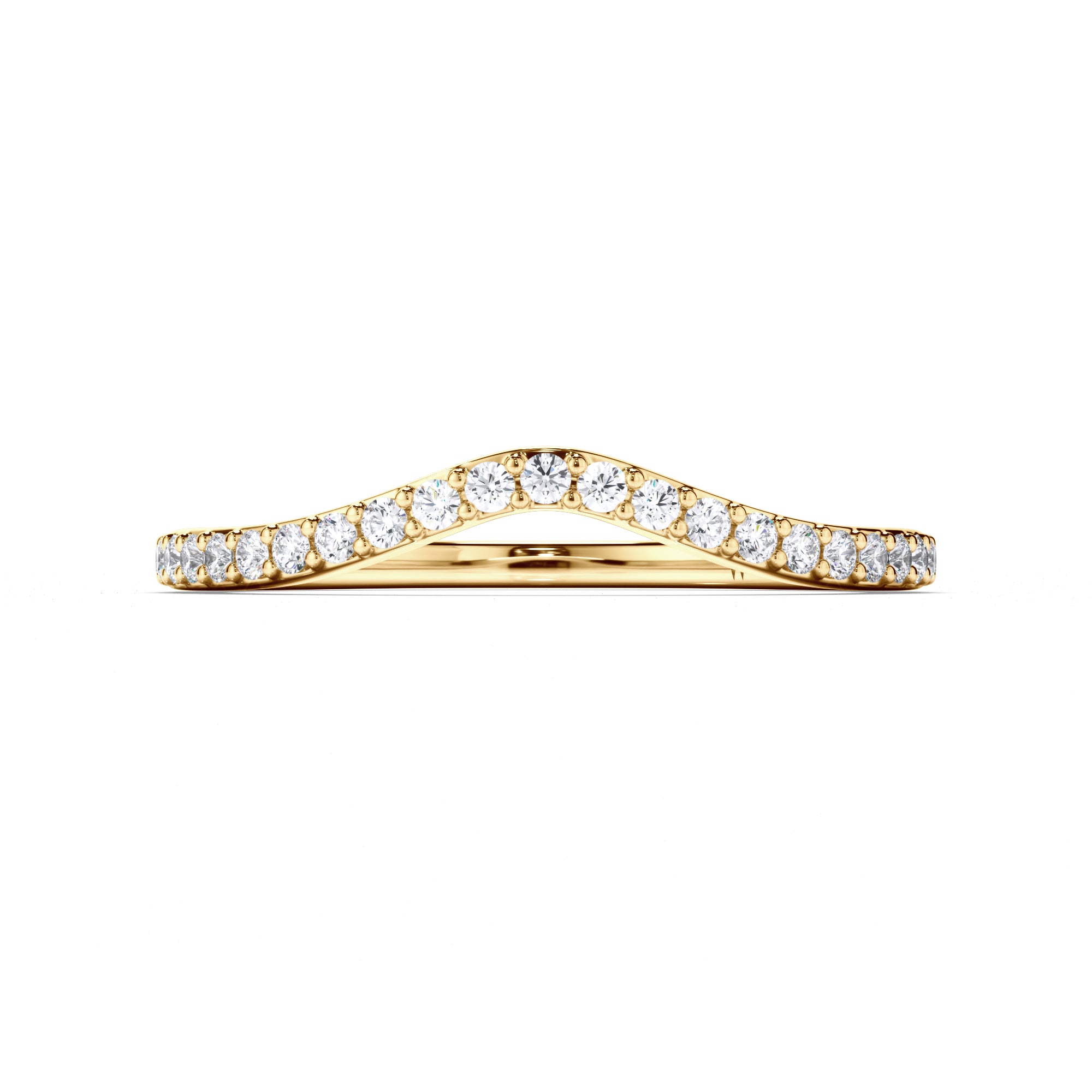 Bead Set Curved Diamond Wedding Ring