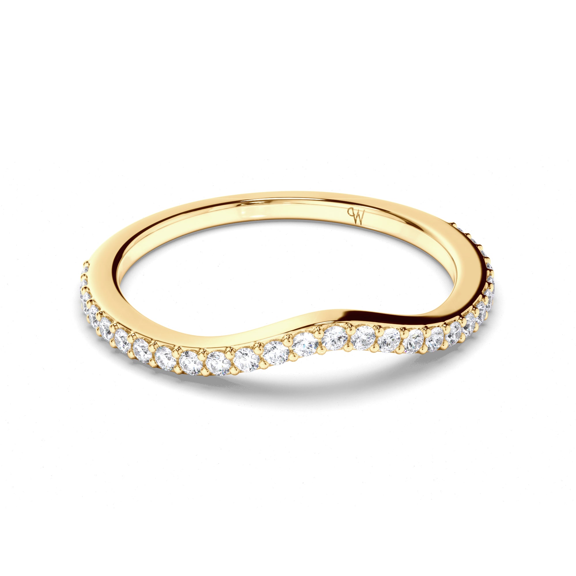 Bead Set Curved Diamond Wedding Ring