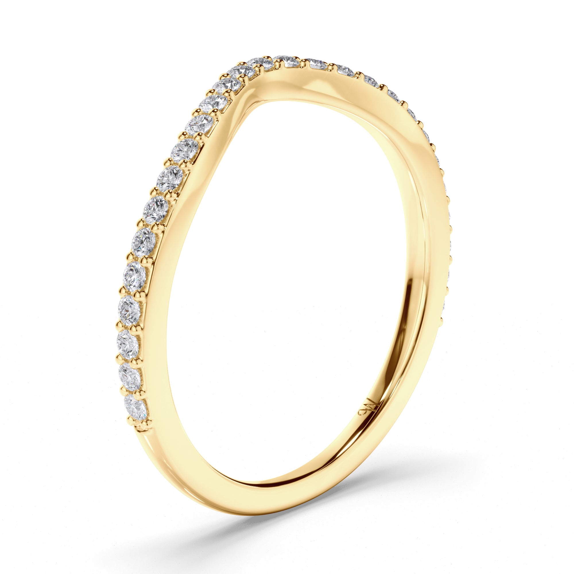 Bead Set Curved Diamond Wedding Ring