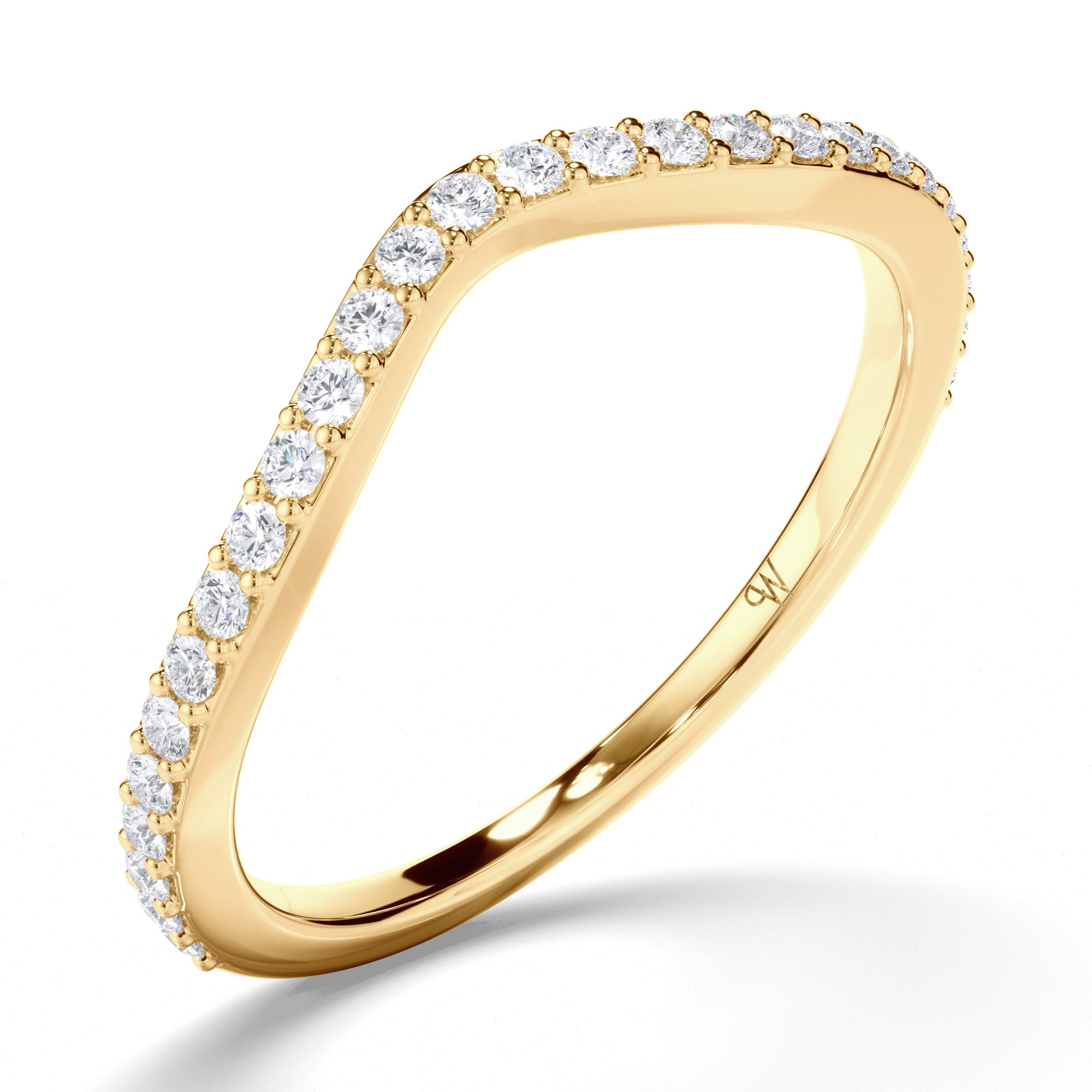 Bead Set Curved Diamond Wedding Ring