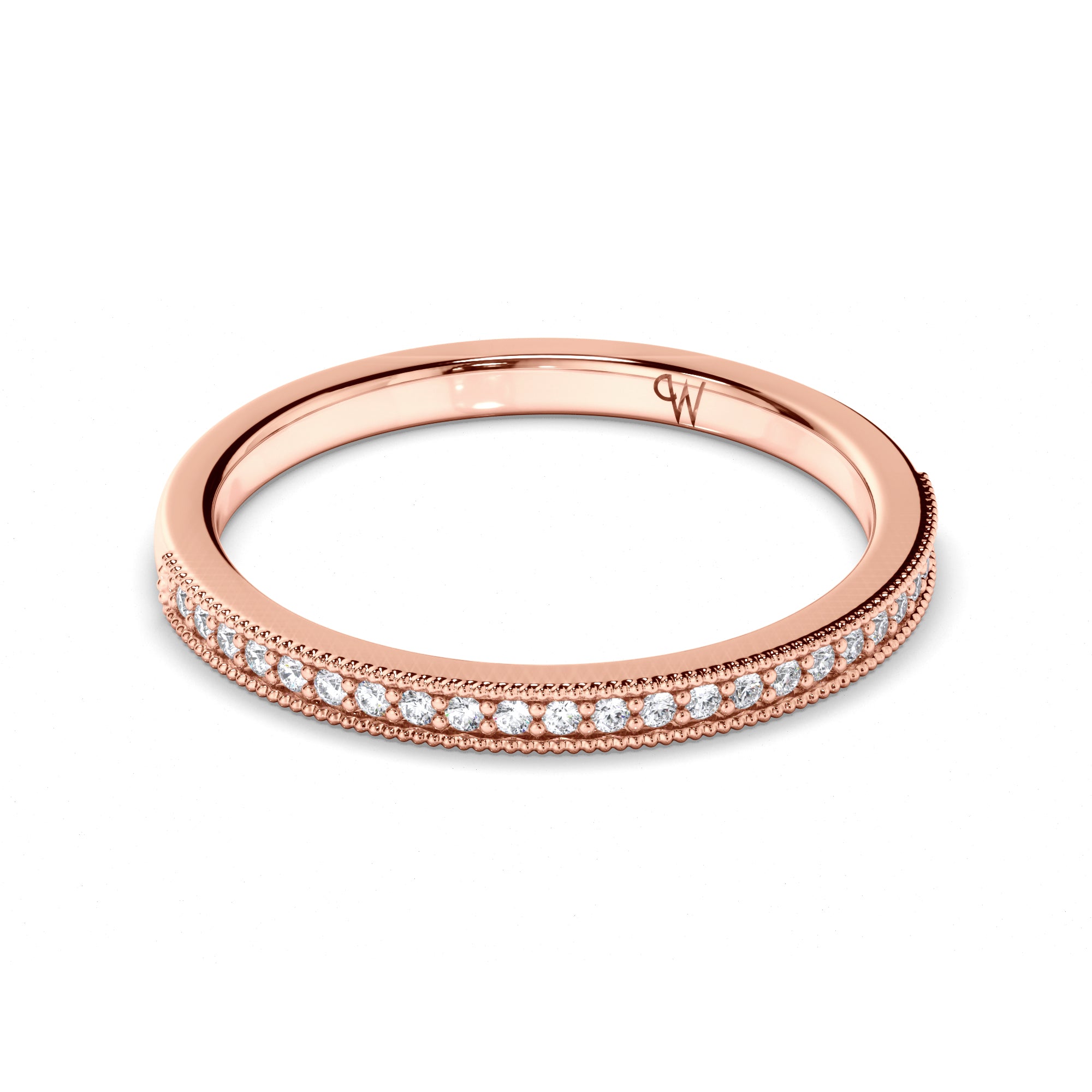 Bead Set Round Brilliant Cut Diamond Wedding Ring