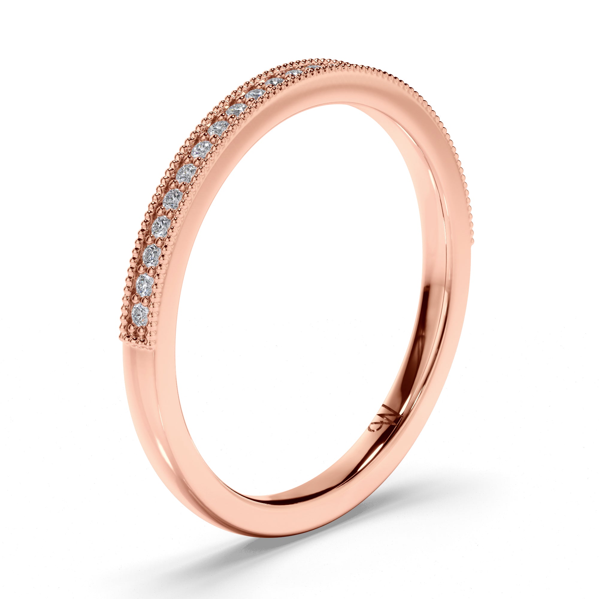 Bead Set Round Brilliant Cut Diamond Wedding Ring