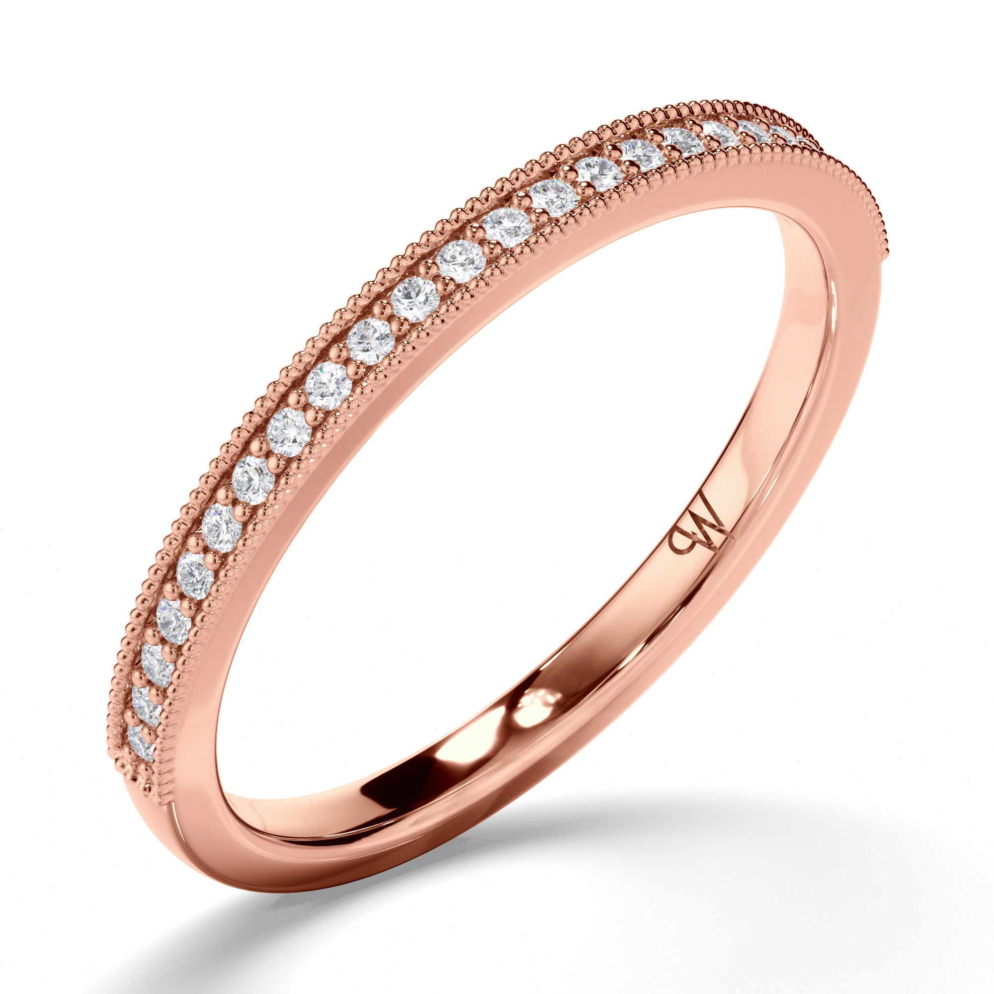 Bead Set Round Brilliant Cut Diamond Wedding Ring