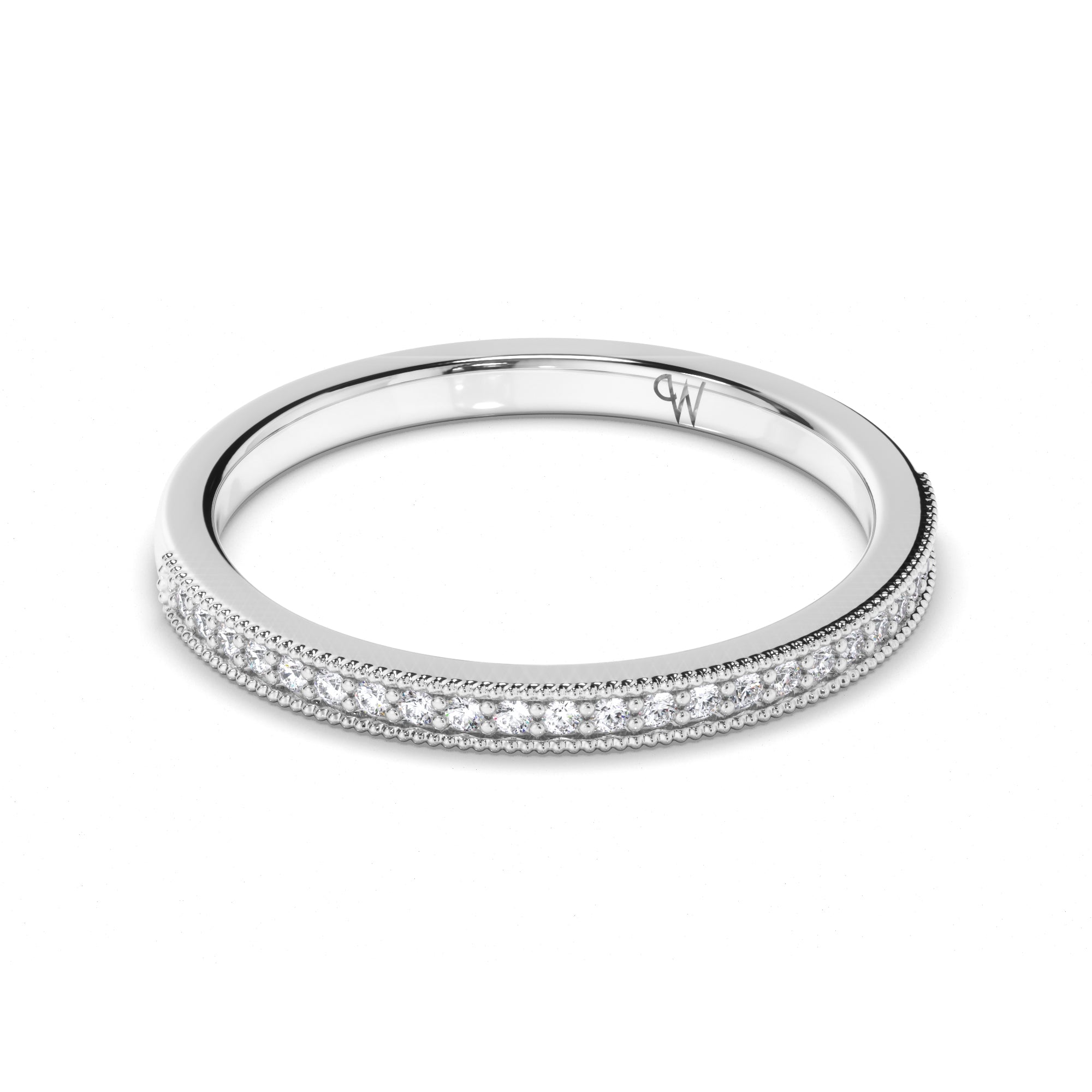 Bead Set Round Brilliant Cut Diamond Wedding Ring