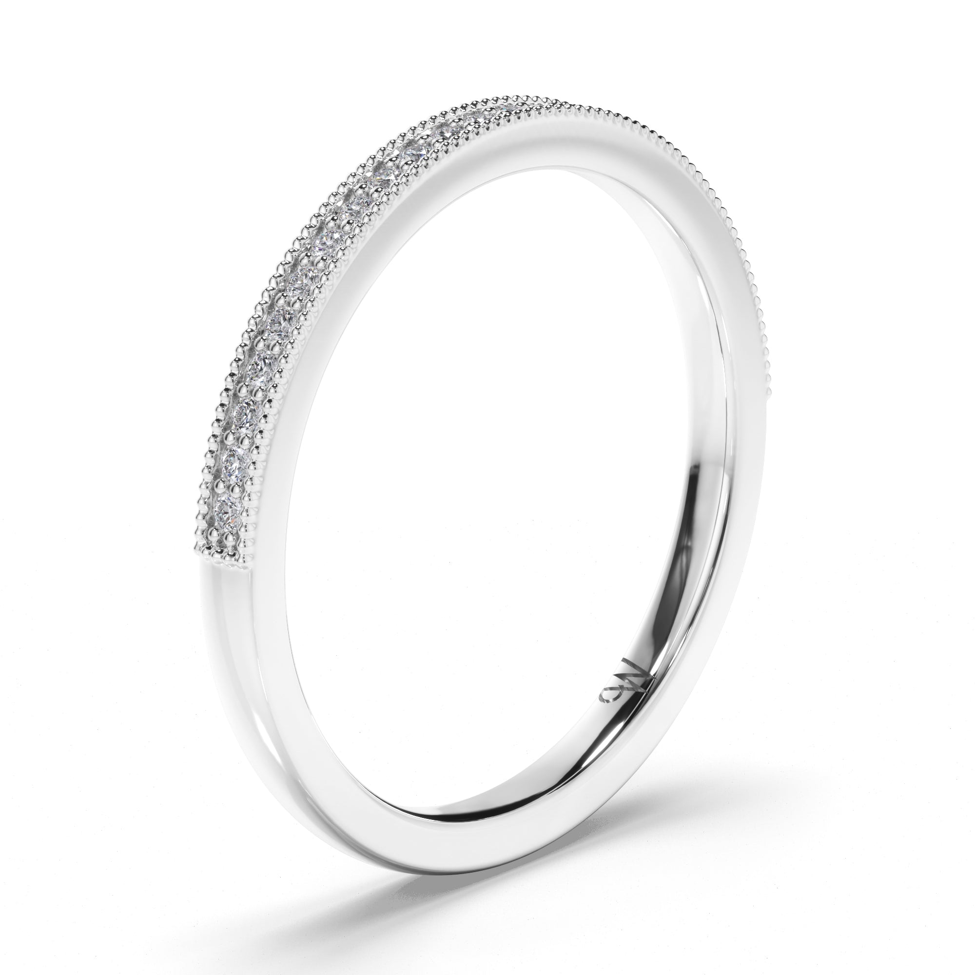 Bead Set Round Brilliant Cut Diamond Wedding Ring