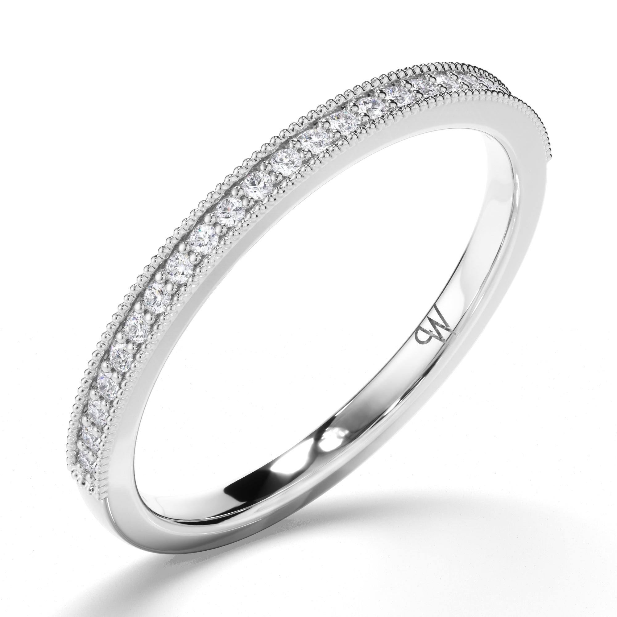 Bead Set Round Brilliant Cut Diamond Wedding Ring